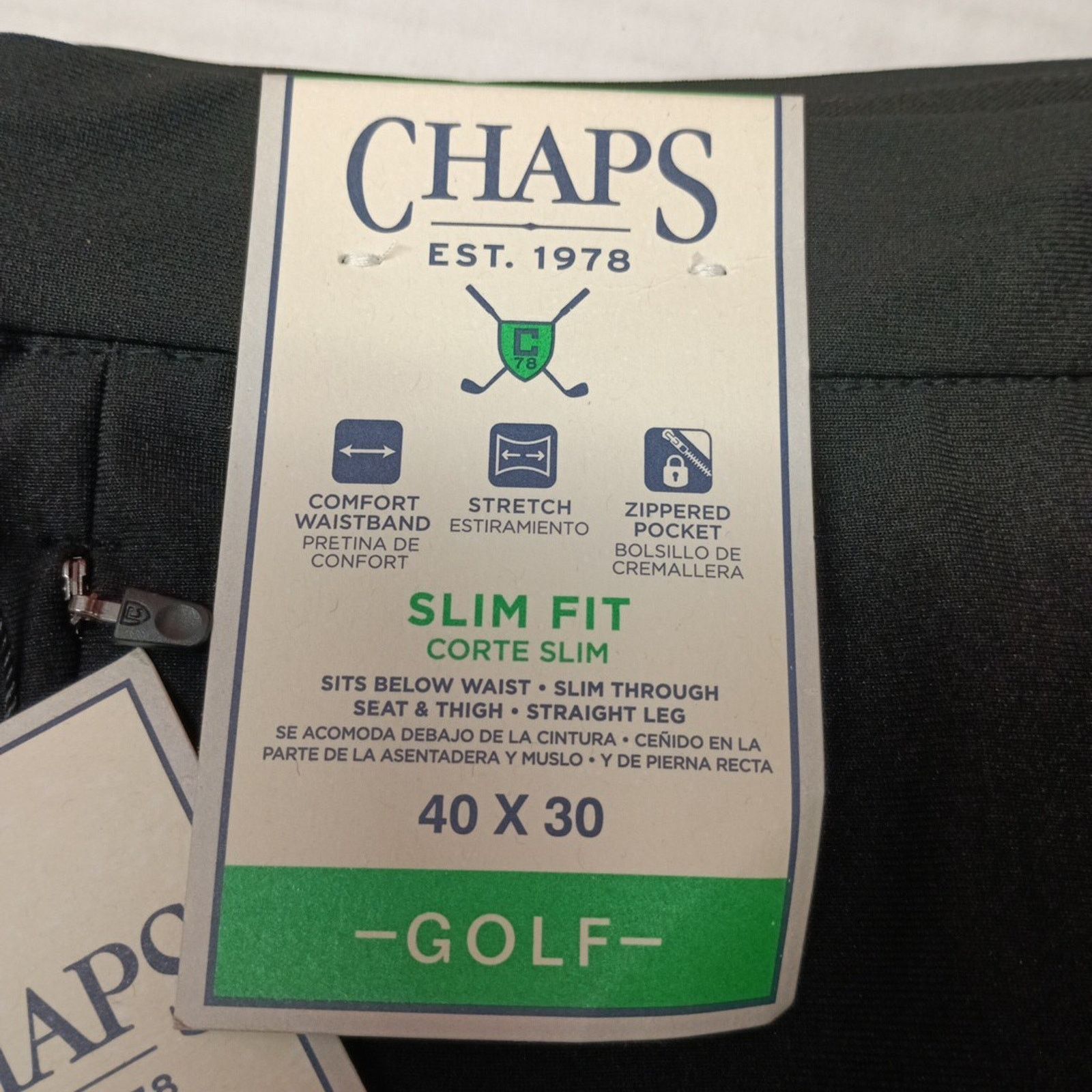 Chaps Chaps Golf Slim Fit Pants Mens 40x30 Black Stretch Waistband Size US 40 / EU 56 - 2 Thumbnail
