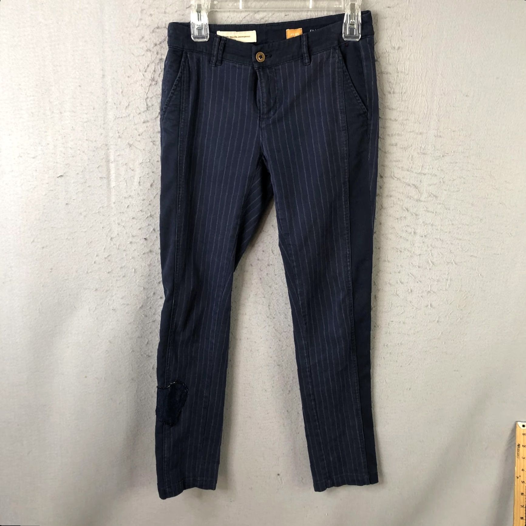 Vintage Pilcro And The Letterpress Pants Womens 25 Blue Pinstripe Hyphen Chino 2010 Y2K Size 42" / US 20 - 2 Thumbnail