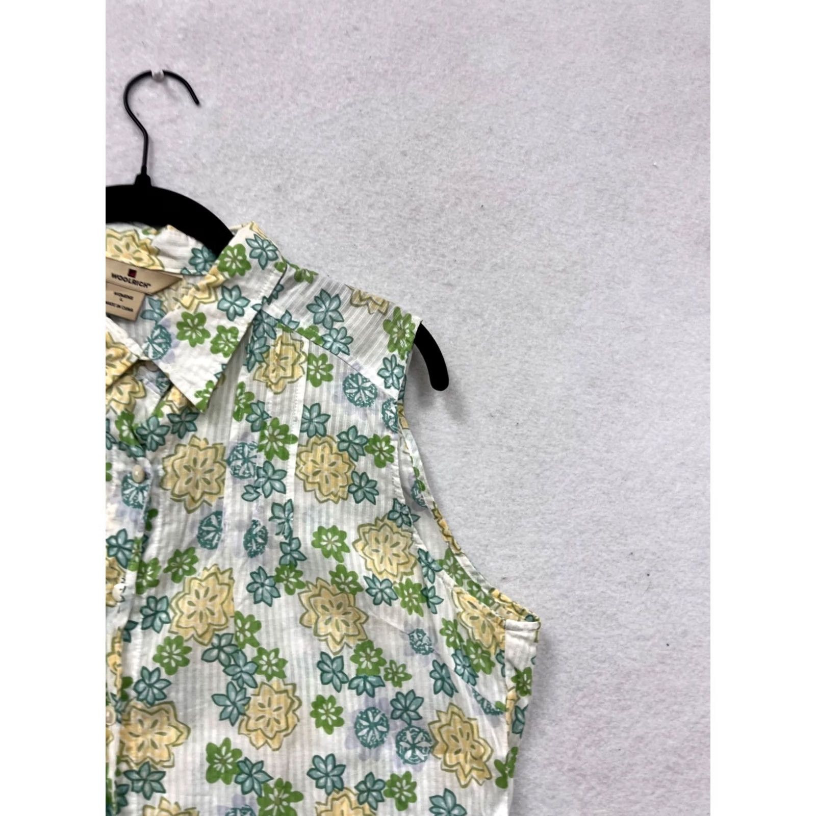 Vintage VINTAGE Woolrich Womens Floral Sleeveless Button-Up Blouse L Green Cotton Debut Like New Womens Size L / US 10 / IT 46 - 7 Thumbnail