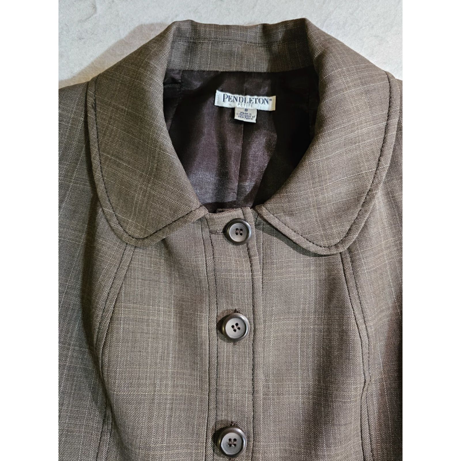 Pendleton VINTAGE Pendleton Petite Virgin Wool Blazer Suit Jacket Women's 8P Brown Blazer Size M / US 6-8 / IT 42-44 - 3 Thumbnail