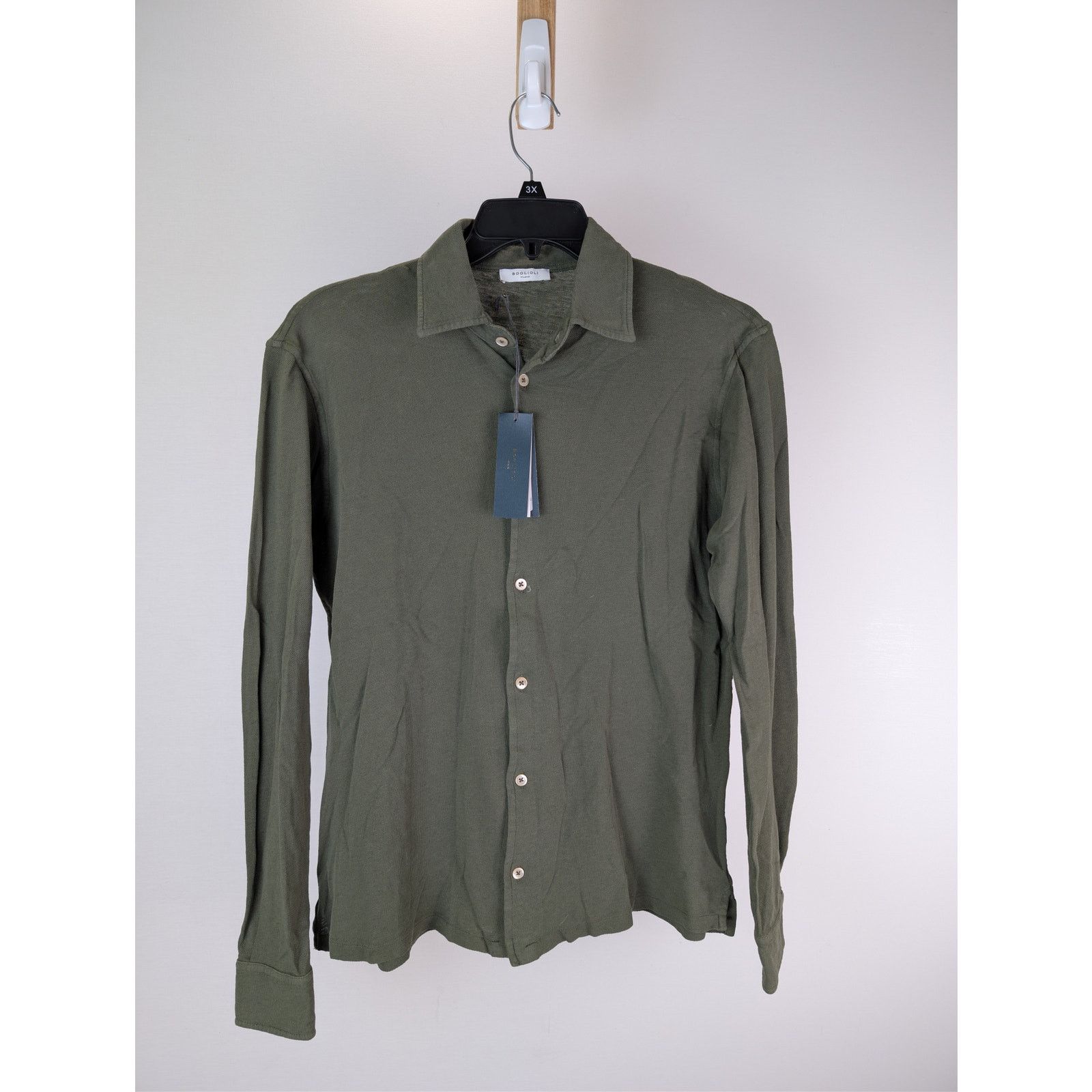 Boglioli o1rshd1 CC20 Cotton French Collar Shirt in Dark Green Size US S / EU 44-46 / 1 - 8 Thumbnail