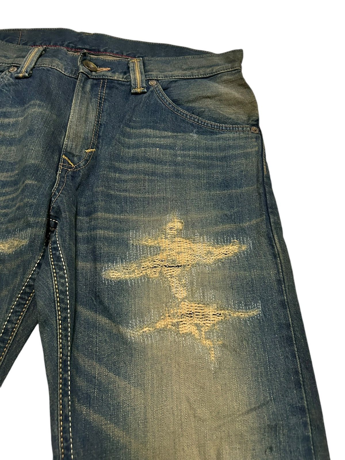 Edwin × Japanese Brand × Tornado Mart Edwin Exlusive Vintage Distressed Mud Wash Rare Denim 🎌☠️ Size US 37 - 4 Thumbnail