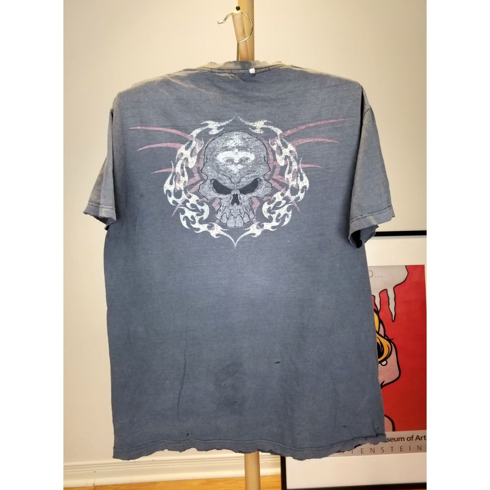 Vintage VINTAGE 90' SKULL GRUBGE SUN FADED TRASHED DISTRESSED 2 SIDE PRINT BLACK T-SHIRT RED L Size US L / EU 52-54 / 3 - 2 Thumbnail