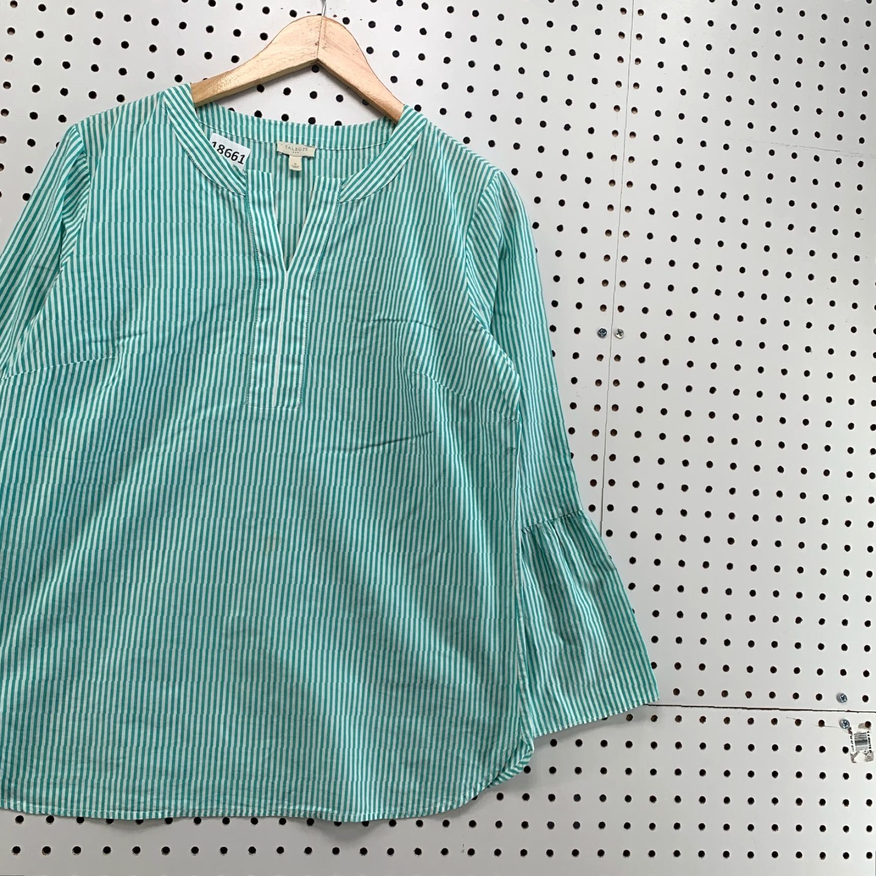 Talbots Talbots Womens Tunic Shirt Striped Bell Sleeve White Green Small Size S Adult Women Size S / US 4 / IT 40 - 4 Thumbnail