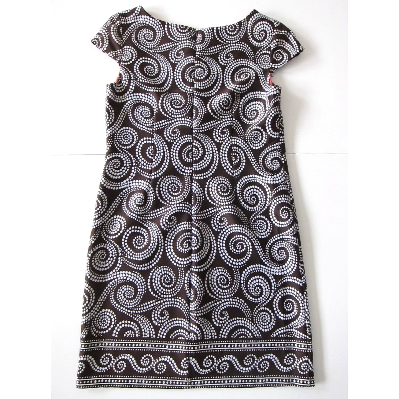Vintage VINTAGE London Times White Brown Polka Dot Pocket Sleeveless Shift Tunic A-Line Dress 8 Size M / US 6-8 / IT 42-44 - 2 Thumbnail