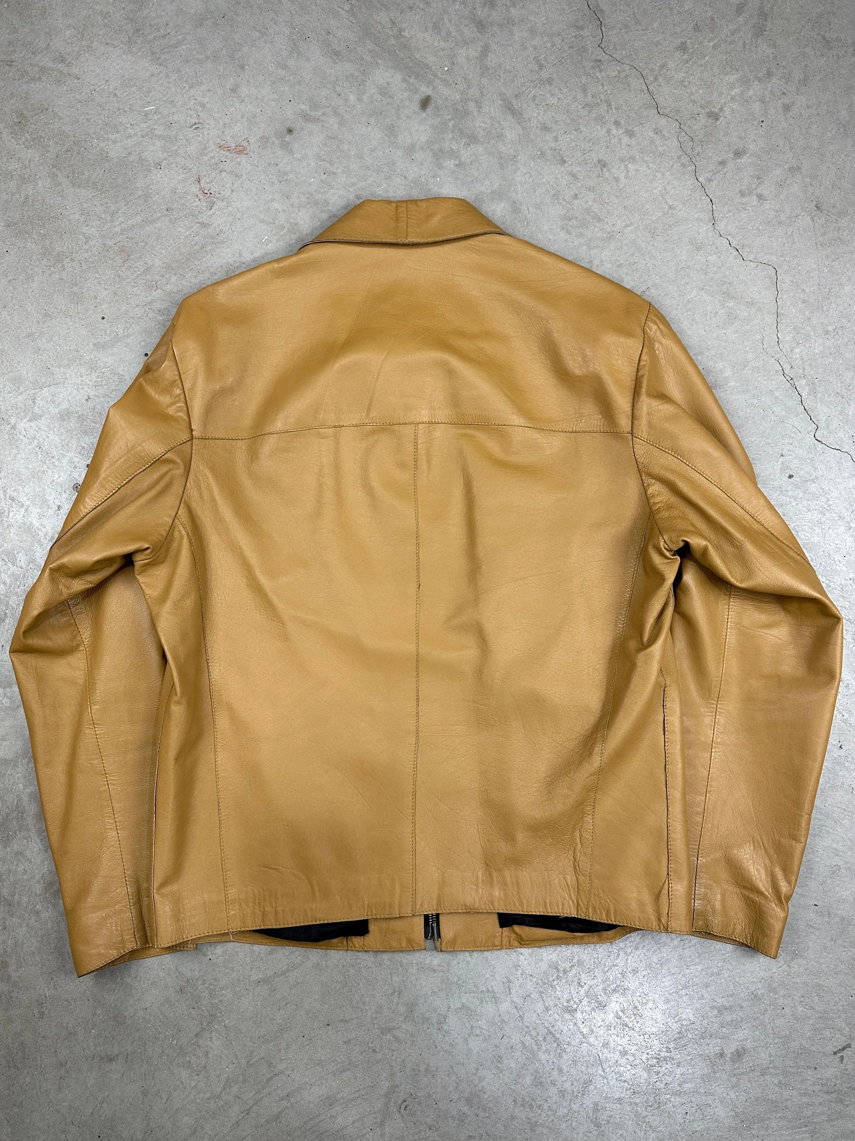 Other 80s Mustard Leather Jacket Made in Italy Size US M / EU 48-50 / 2 - 2 Thumbnail