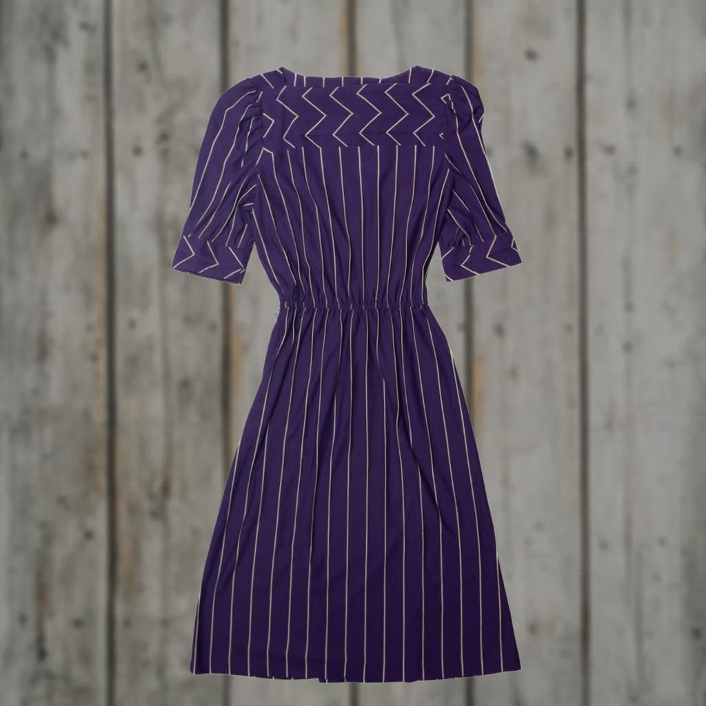 Pleasures VINTAGE Pleasure Purple Striped Dress Small Purple Dress Size S / US 4 / IT 40 - 1 Thumbnail