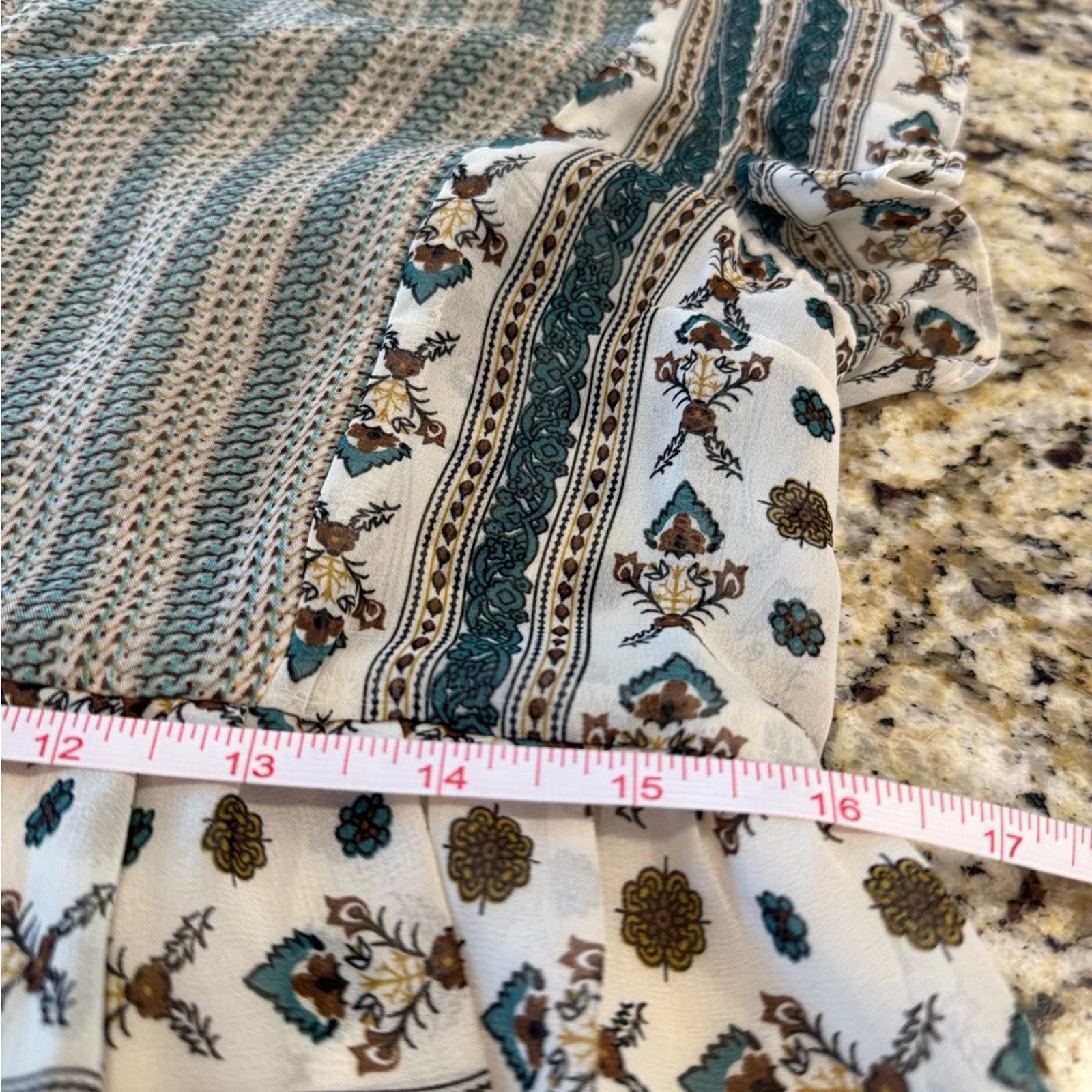 Other Hayden boho dress stripe floral ruffle green cream tan SZ SM Size S / US 4 / IT 40 - 9 Thumbnail