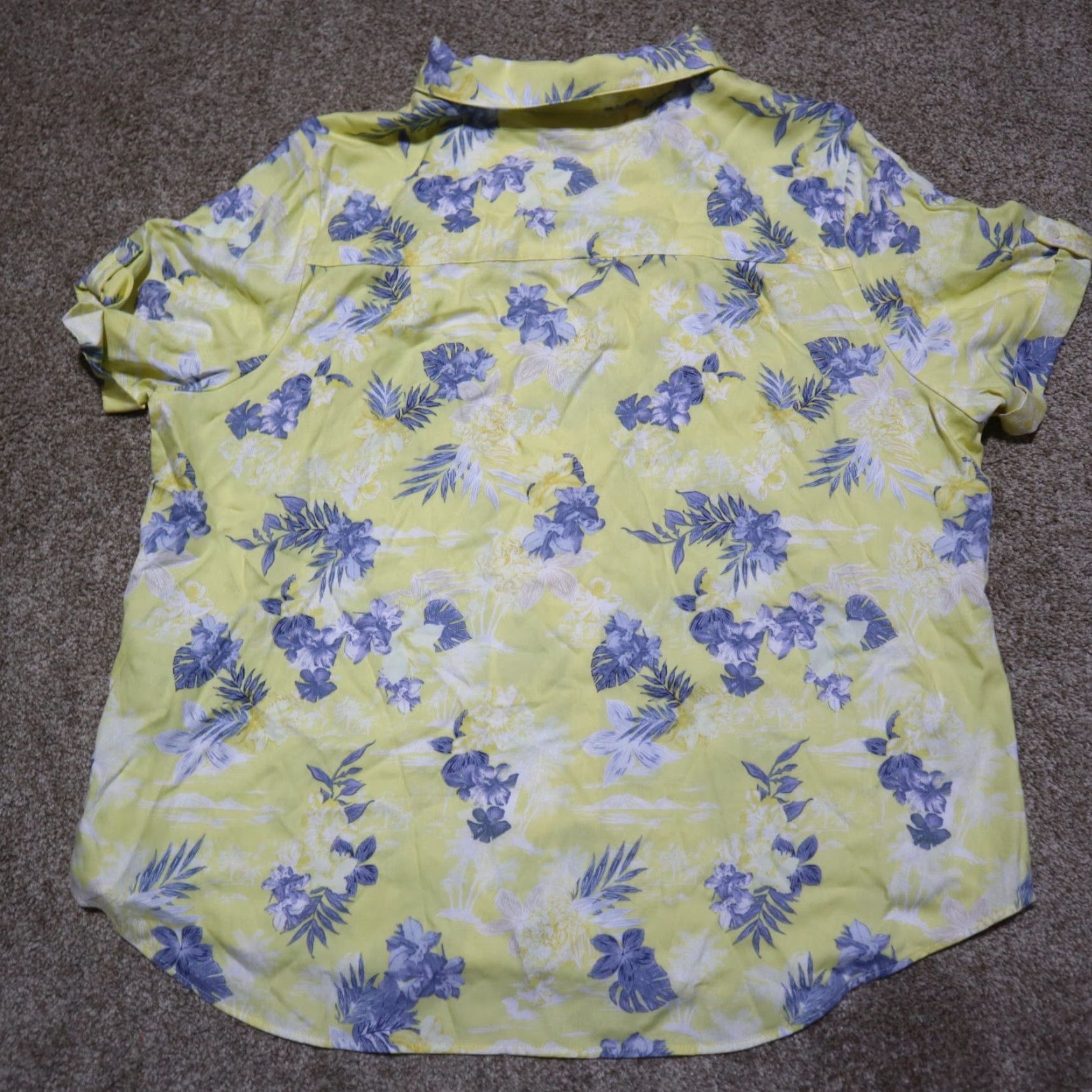 Vintage CJ Banks Yellow Shirt Women Plus Size 1X Floral Palm Blue Flower Blouse T-Shirt Size XL / US 12-14 / IT 48-50 - 7 Thumbnail