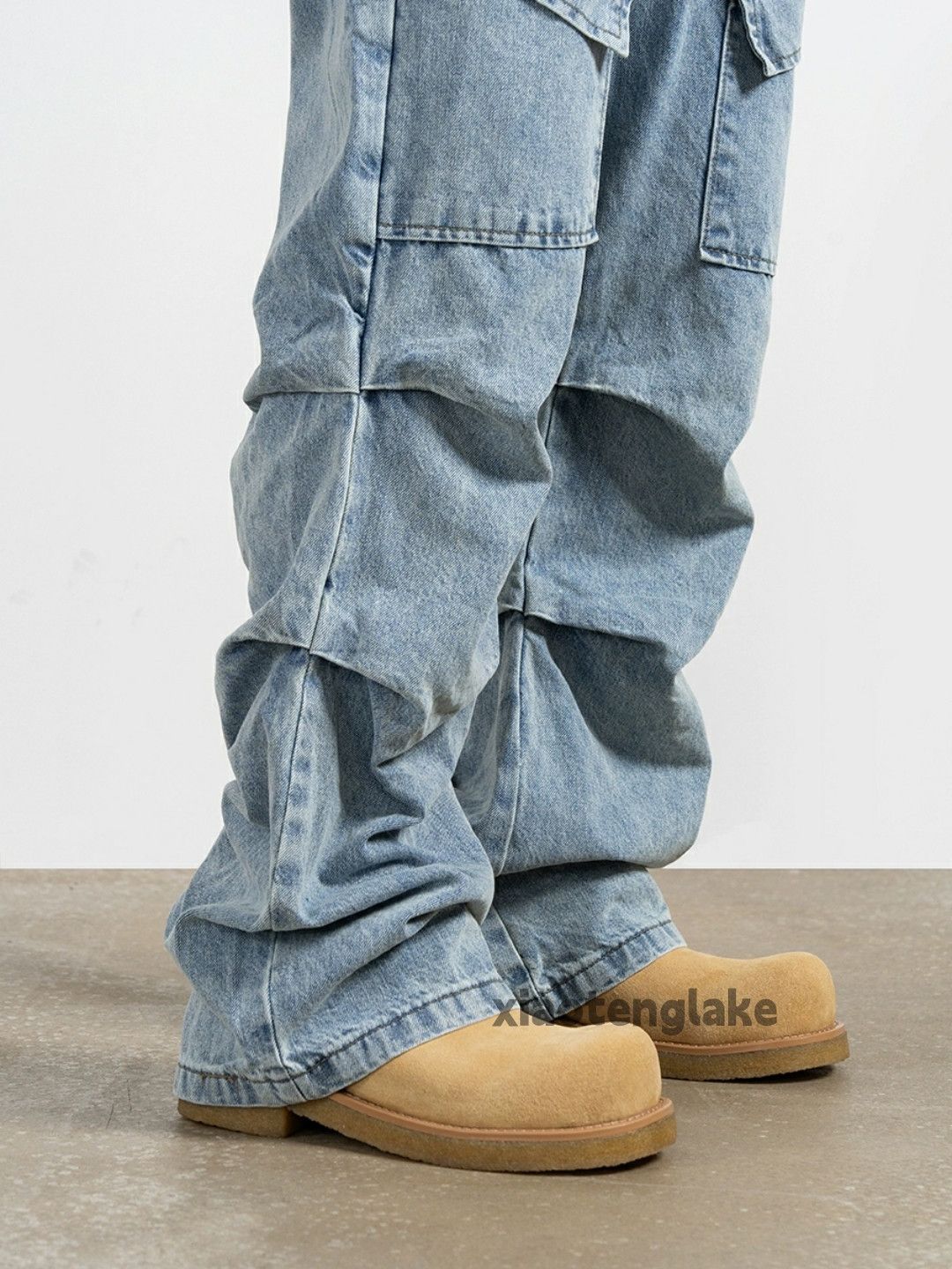 Jean × Vintage washed faded pleated yuppie bootcut cargo jeans Size US 28 / EU 44 - 9 Thumbnail