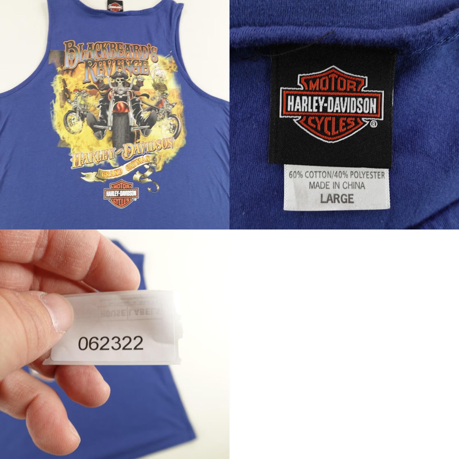 Harley Davidson Harley-Davidson Shirt Mens Large Blue Grand Cayman Pirate Tank Top Motorcycle Size US L / EU 52-54 / 3 - 8 Thumbnail