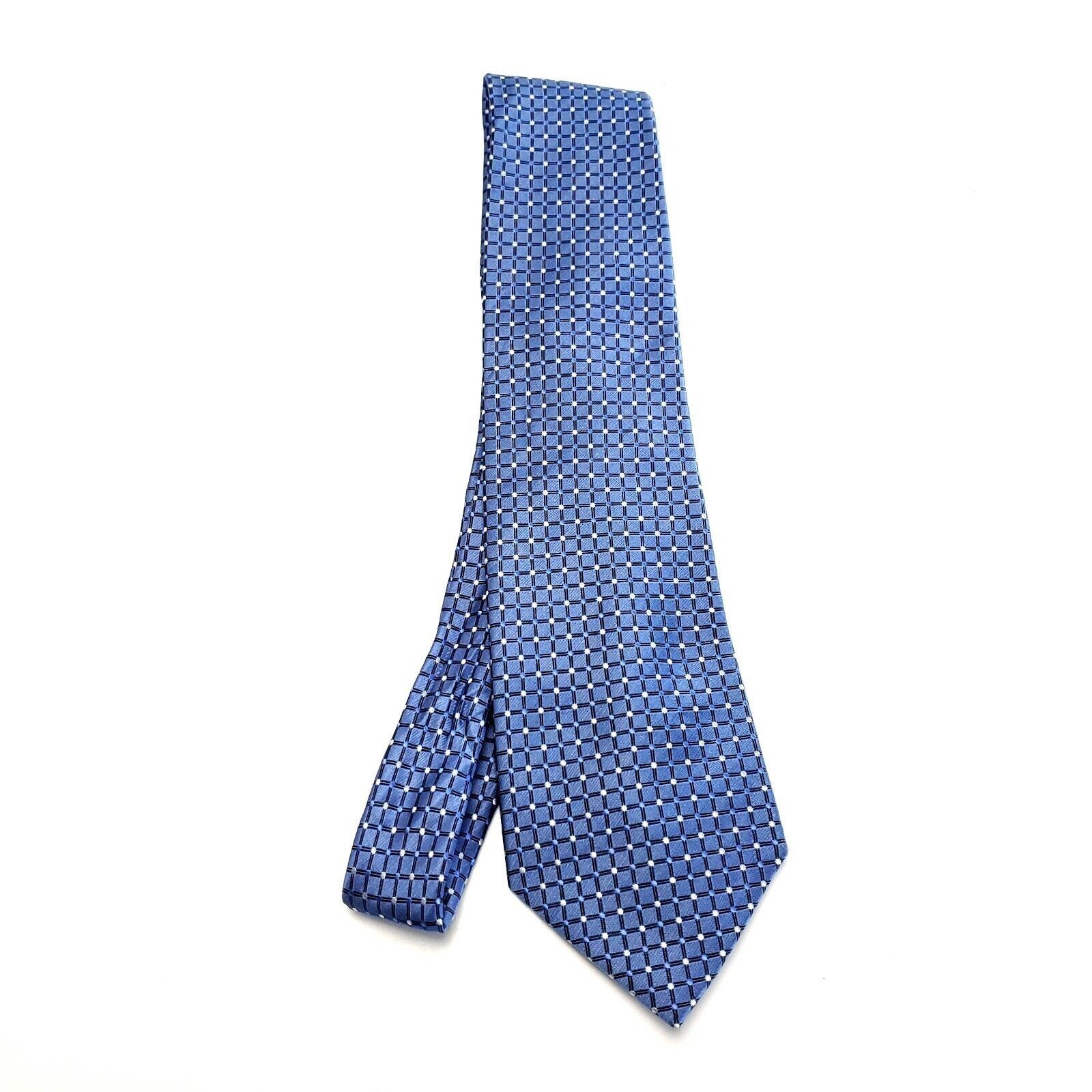 Designer Geoffrey Beene Blue Silk Tie Woven Check Size ONE SIZE - 6 Thumbnail