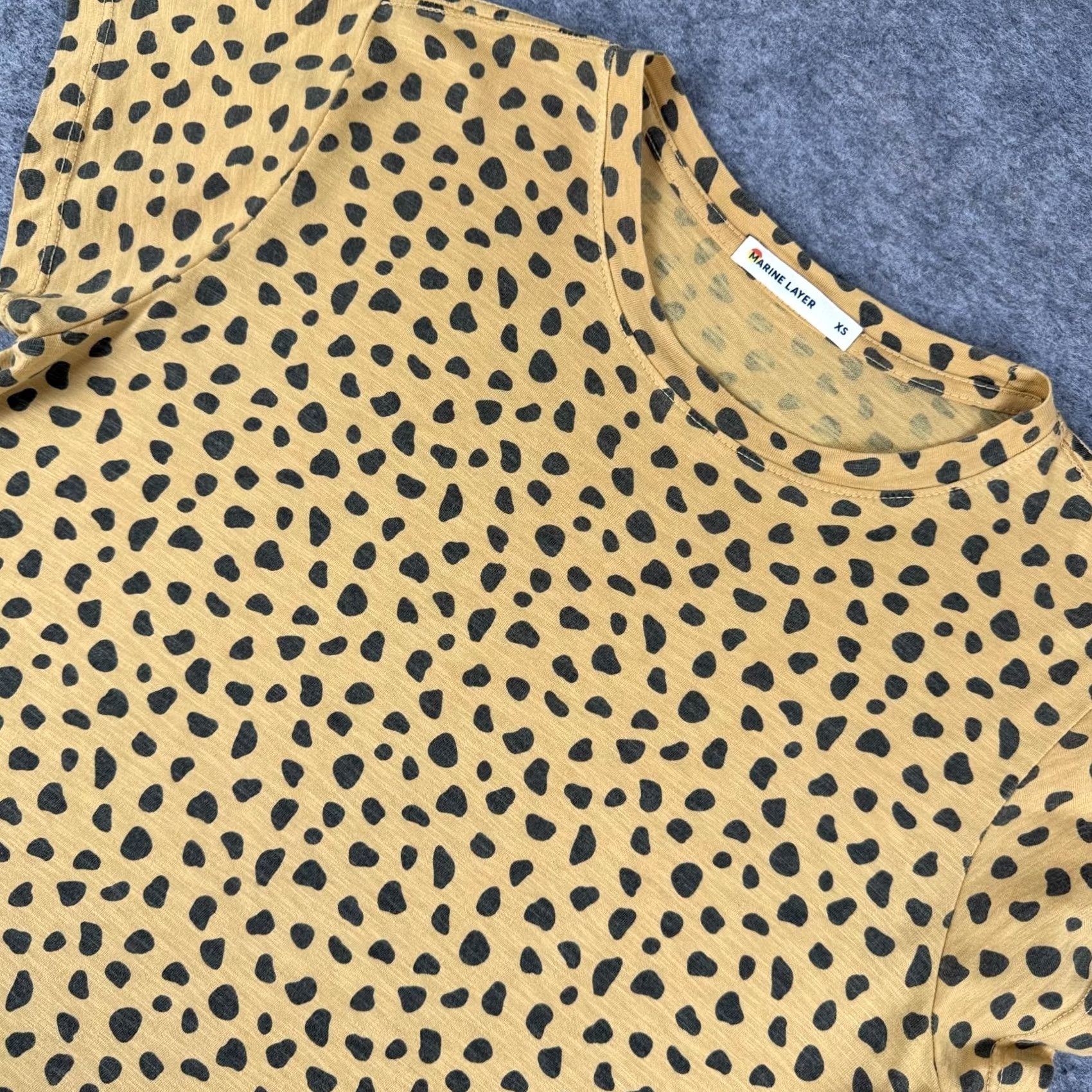 Marine Layer Marine Layer Animal Print T-Shirt Womens XS Multicolor Crew Neck Short Sleeve Cotton Modal (Gold) Regular Fit Size XS / US 0-2 / IT 36-38 - 4 Thumbnail