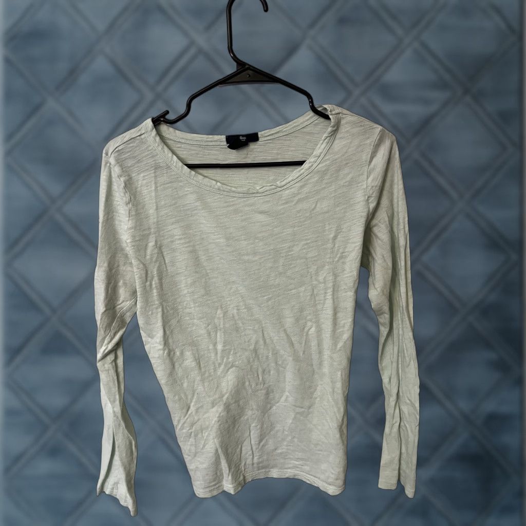 Gap GAP T-Shirt Long Sleeve Shirt Women Medium Blue 60% Cotton 40% Modal Fitted Round Neck Solid Vintage No Size M / US 6-8 / IT 42-44 - 1 Thumbnail