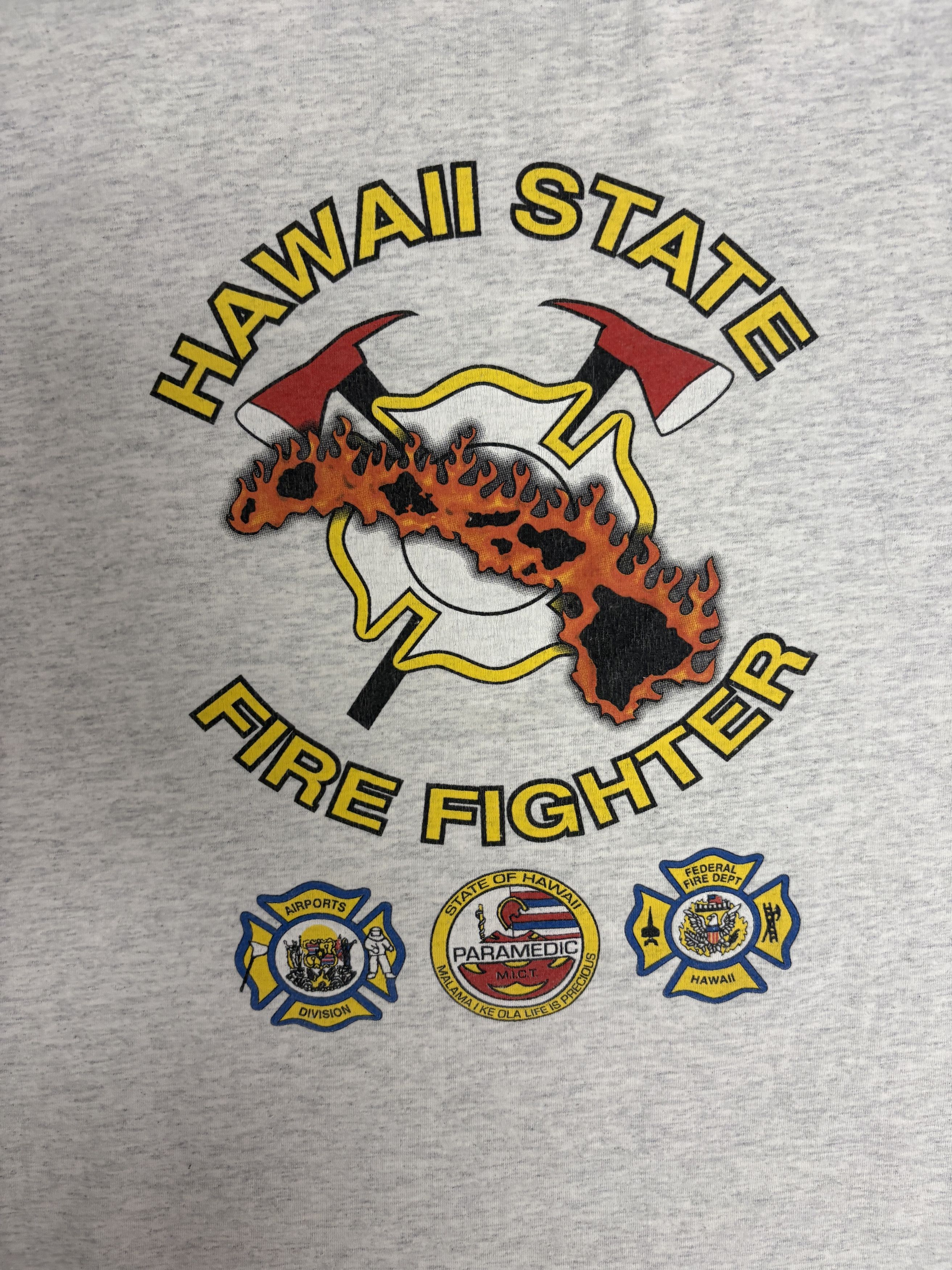 Vintage Hawaii State Fire Fighter Vintage Grey T-Shirt Tee Size US XL / EU 56 / 4 - 5 Thumbnail