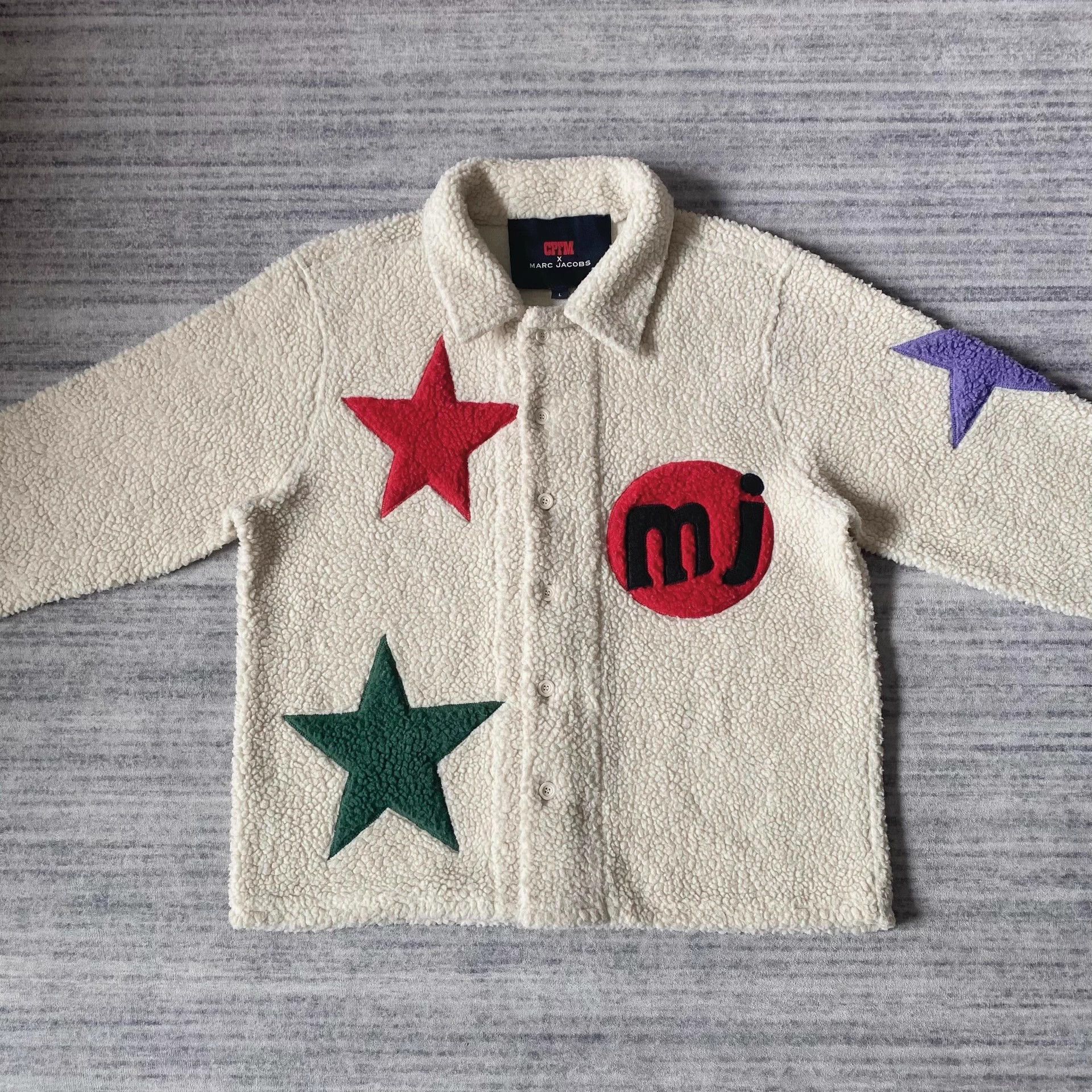Marc Jacobs CPFM Marc Jacobs Star Embroidered Fleece Jacket Cream Size US L / EU 52-54 / 3 - 2 Thumbnail