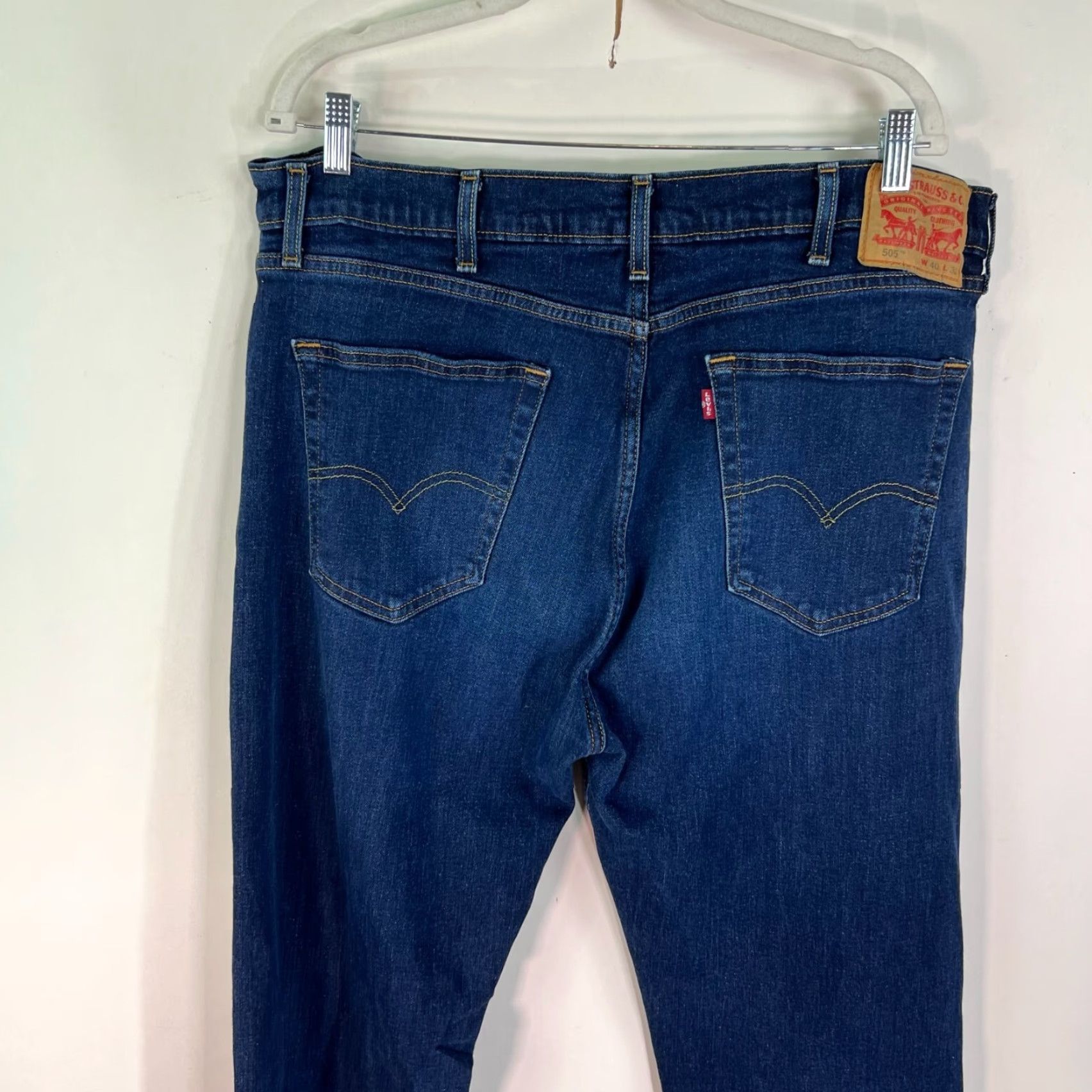 Levi's Levi's 505 Classic Regular Straight Jeans Men's Size 40 Blue Dark Wash 40X32 Size US 40 / EU 56 - 5 Thumbnail
