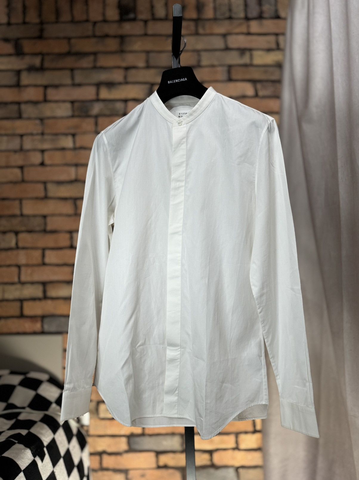 Maison Margiela FW15 $820 MANDARIN COLLAR IVORY WHITE BUTTON UP SHIRT Size US L / EU 52-54 / 3 - 1 Thumbnail