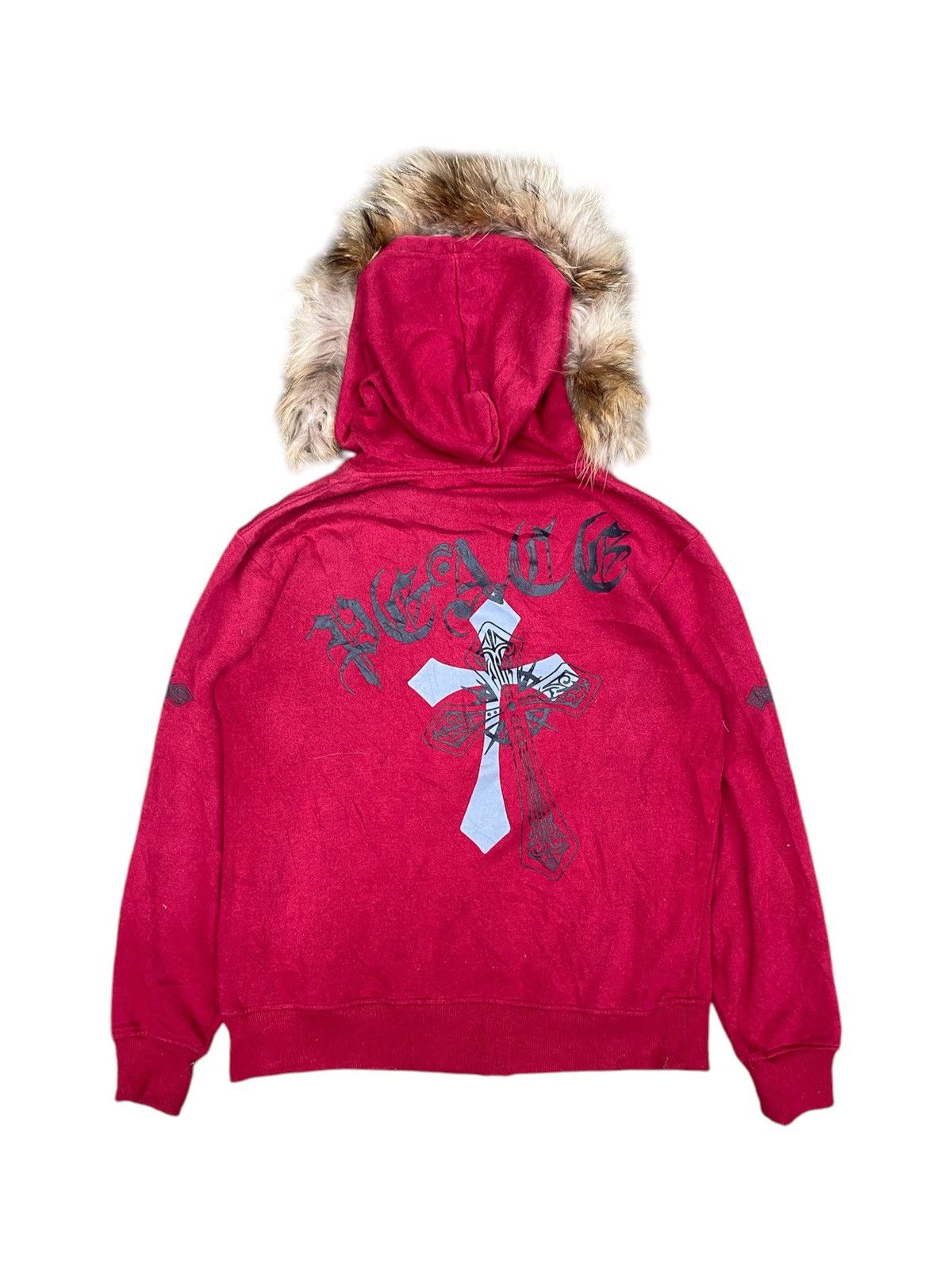 Cross Fur Zipper Hoodie Poem Skull Ifsixwasnine lgb style