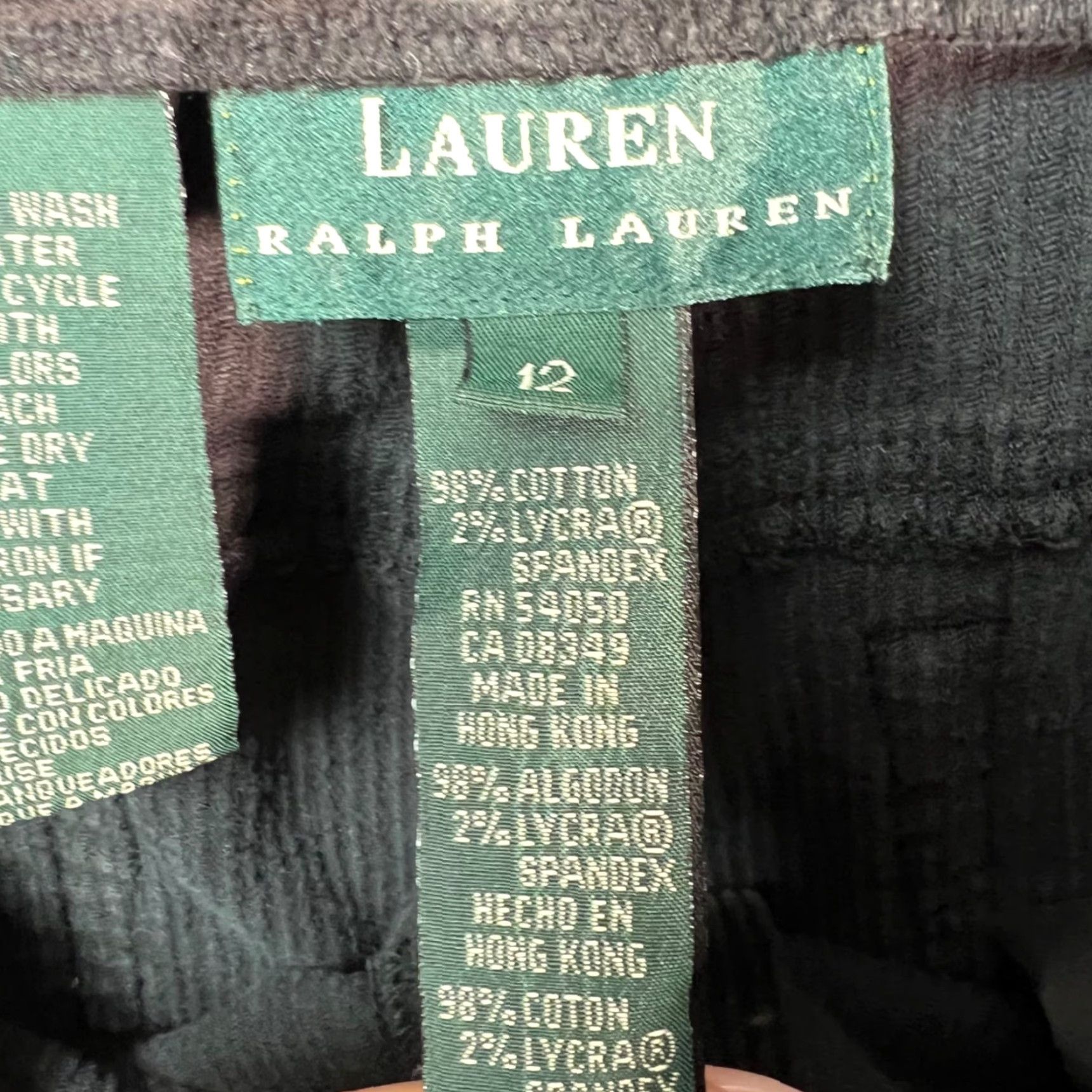 Ralph Lauren Lauren Ralph Lauren Womens Size 12 Black Corduroy Straight-Leg Pants Shirt? Size 34" / US 12 / IT 48 - 3 Thumbnail