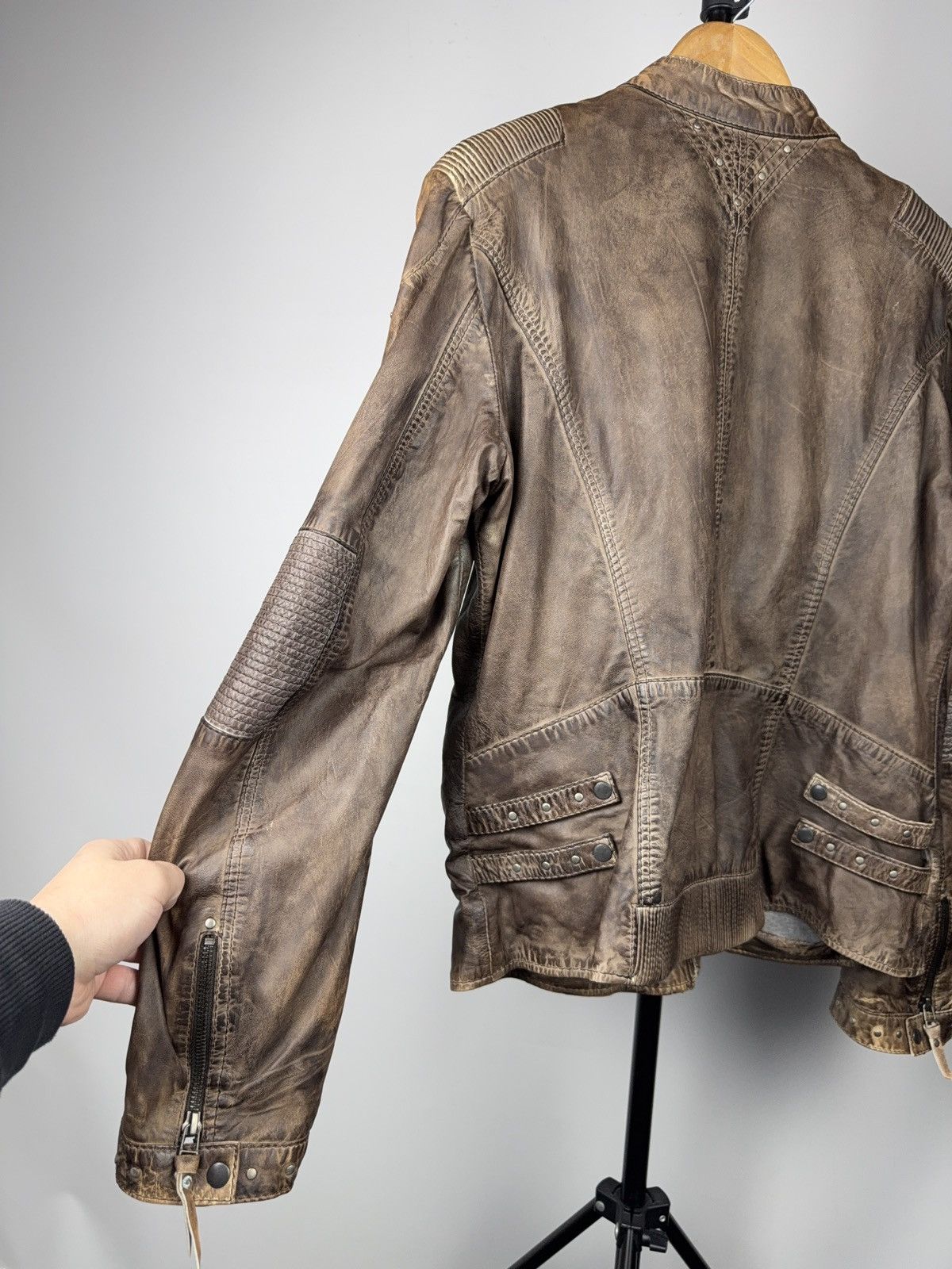 Genuine Leather Vintage 00s Brown Leather Moto Biker Jacket Distressed Style Size US S / EU 44-46 / 1 - 10 Thumbnail