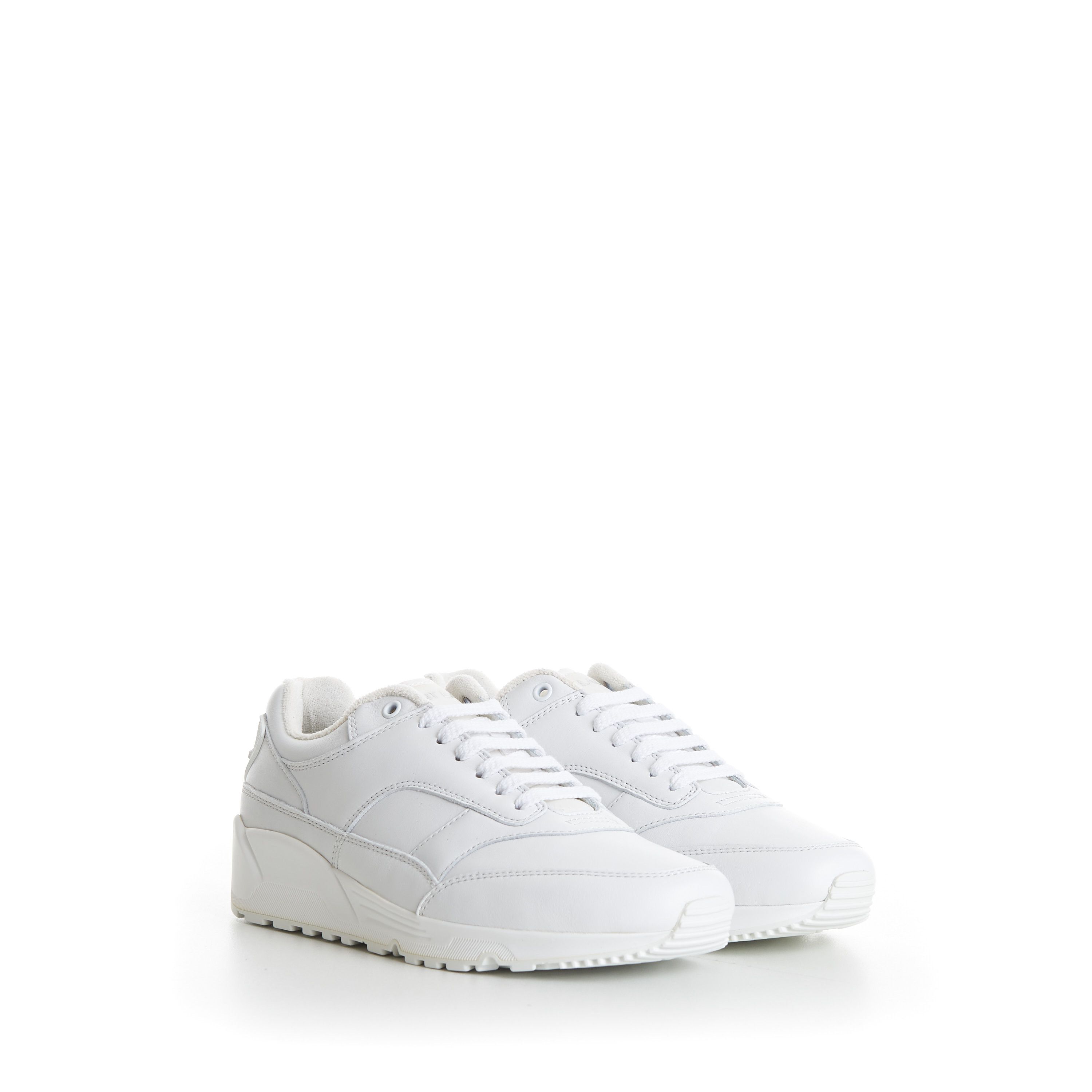 image of Saint Laurent Paris Men's White 'bump' Low-Top Smooth Leather Sneakers (Size 9)