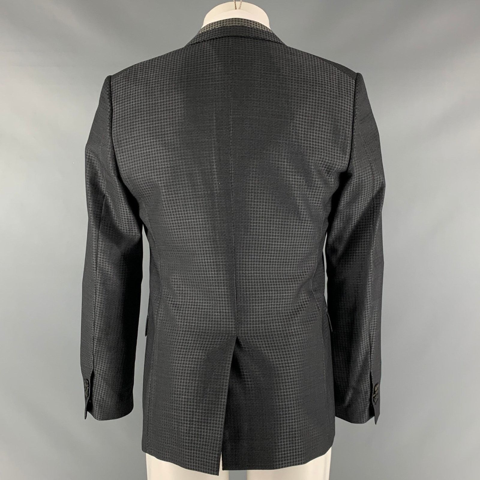 Viktor & Rolf VIKTOR & ROLF Grey Black Plaid Wool Silk Sport Coat Size 38R - 3 Thumbnail