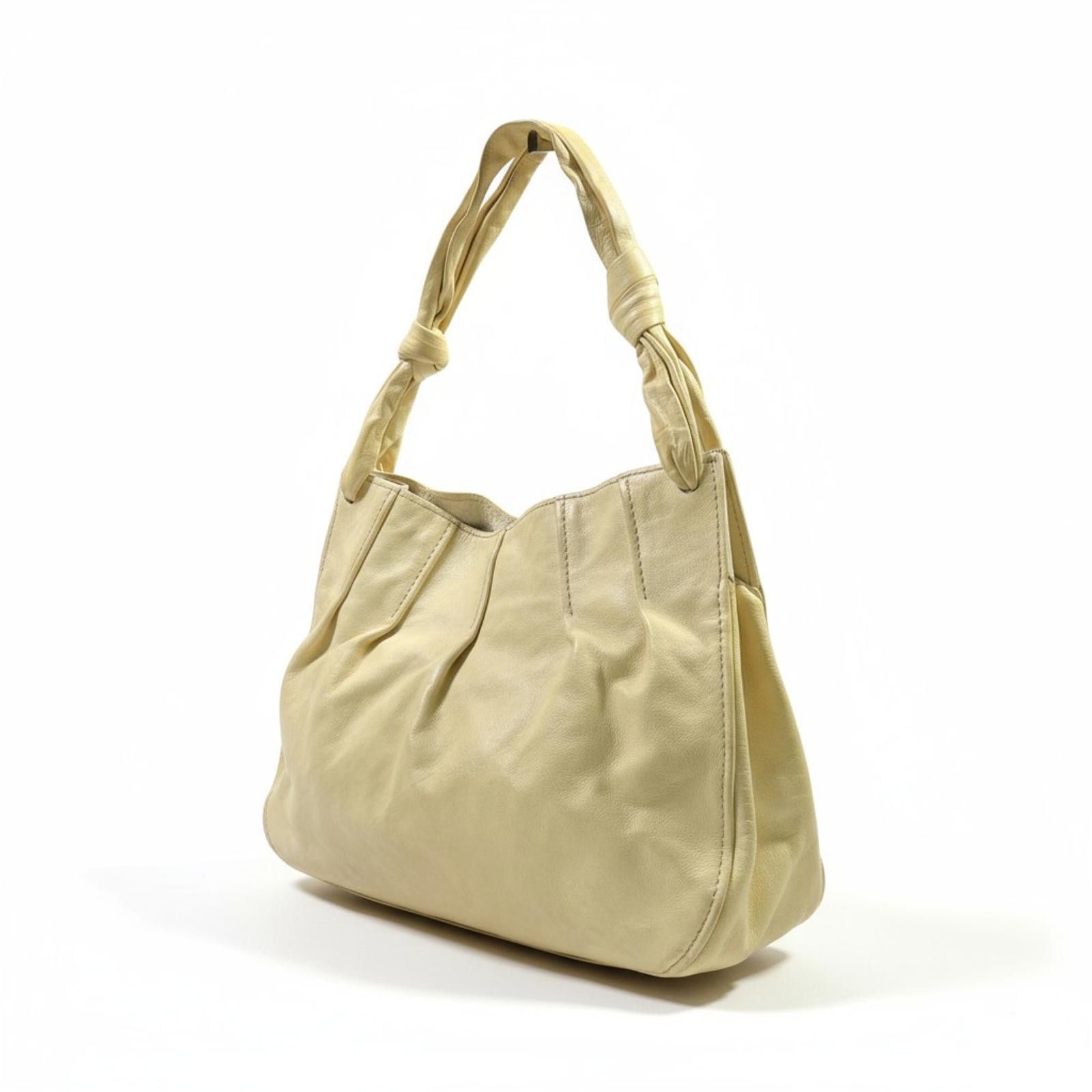 Miu Miu Miu Miu- Beige Leather Handbag with Knotted Handles Size ONE SIZE - 1 Thumbnail