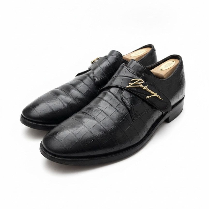 Balenciaga RARE Balenciaga Croc Dress Shoes with Gold Spell Out Logo Size US 10 / EU 43 - 1 Thumbnail