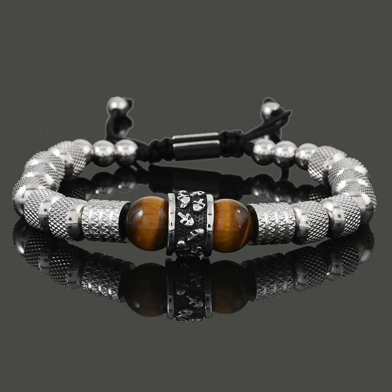 Other Tiger Stone Stainless Steel Beads Skull Bracelet Size ONE SIZE - 1 Thumbnail