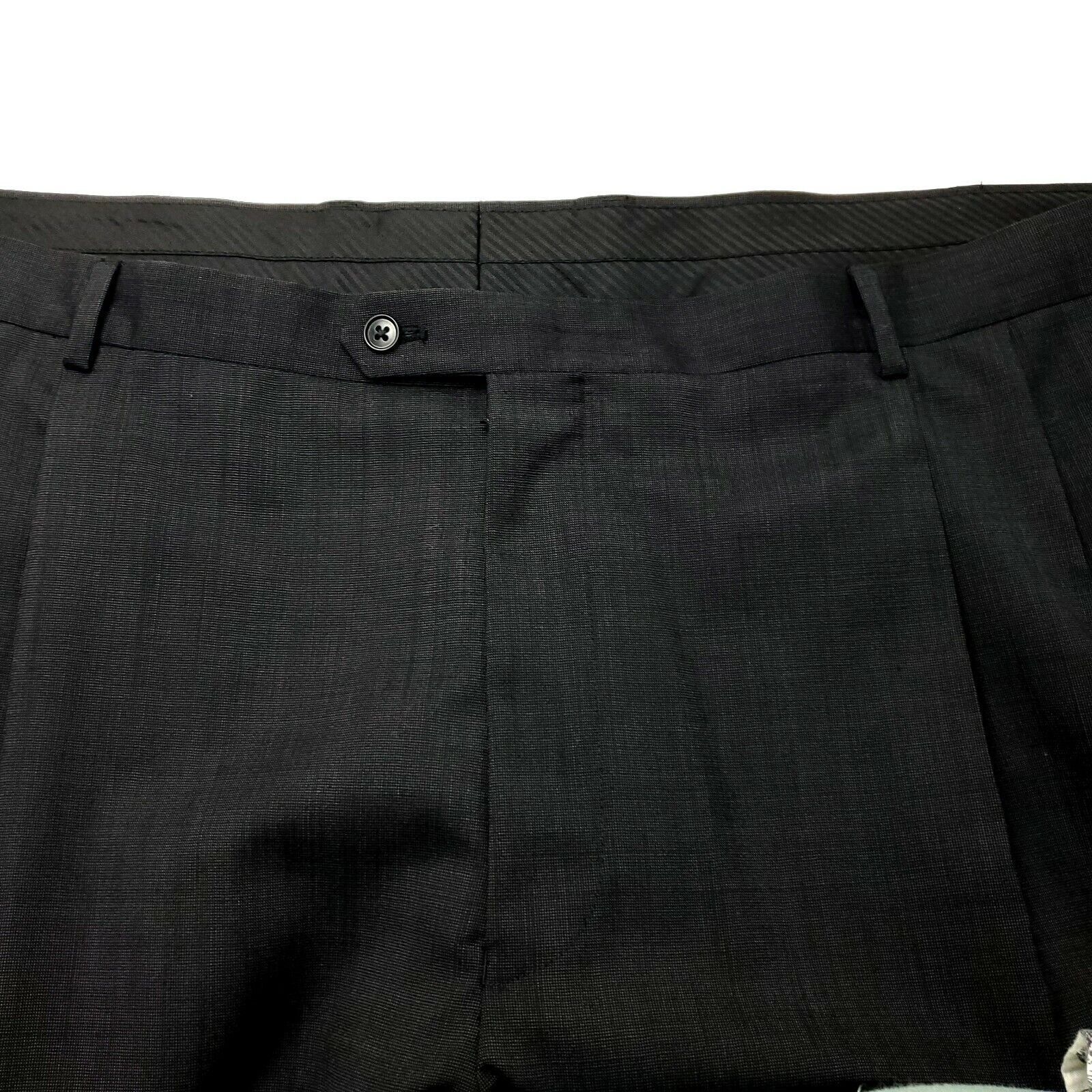 Pronto Uomo Pronto Uomo Wool Dress Pants 49/37 Gray Birdseye High Rise P Size 50L - 4 Thumbnail