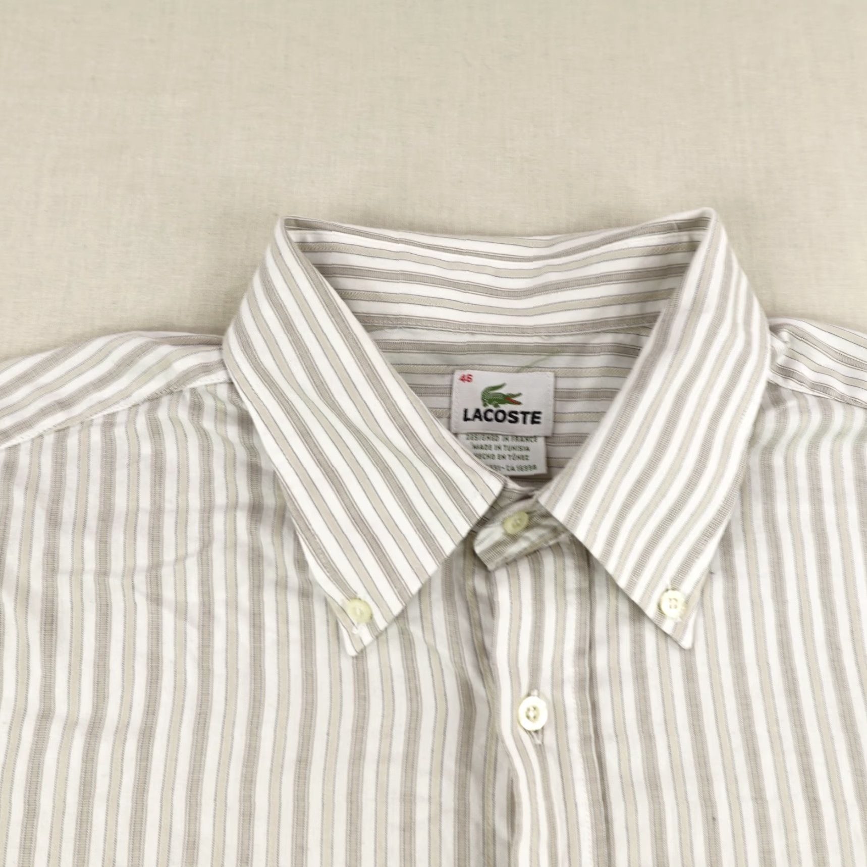Lacoste VINTAGE Lacoste Shirt Mens XL Cotton Striped Button-Up Preppy Collared Lightweight Size US XL / EU 56 / 4 - 2 Thumbnail