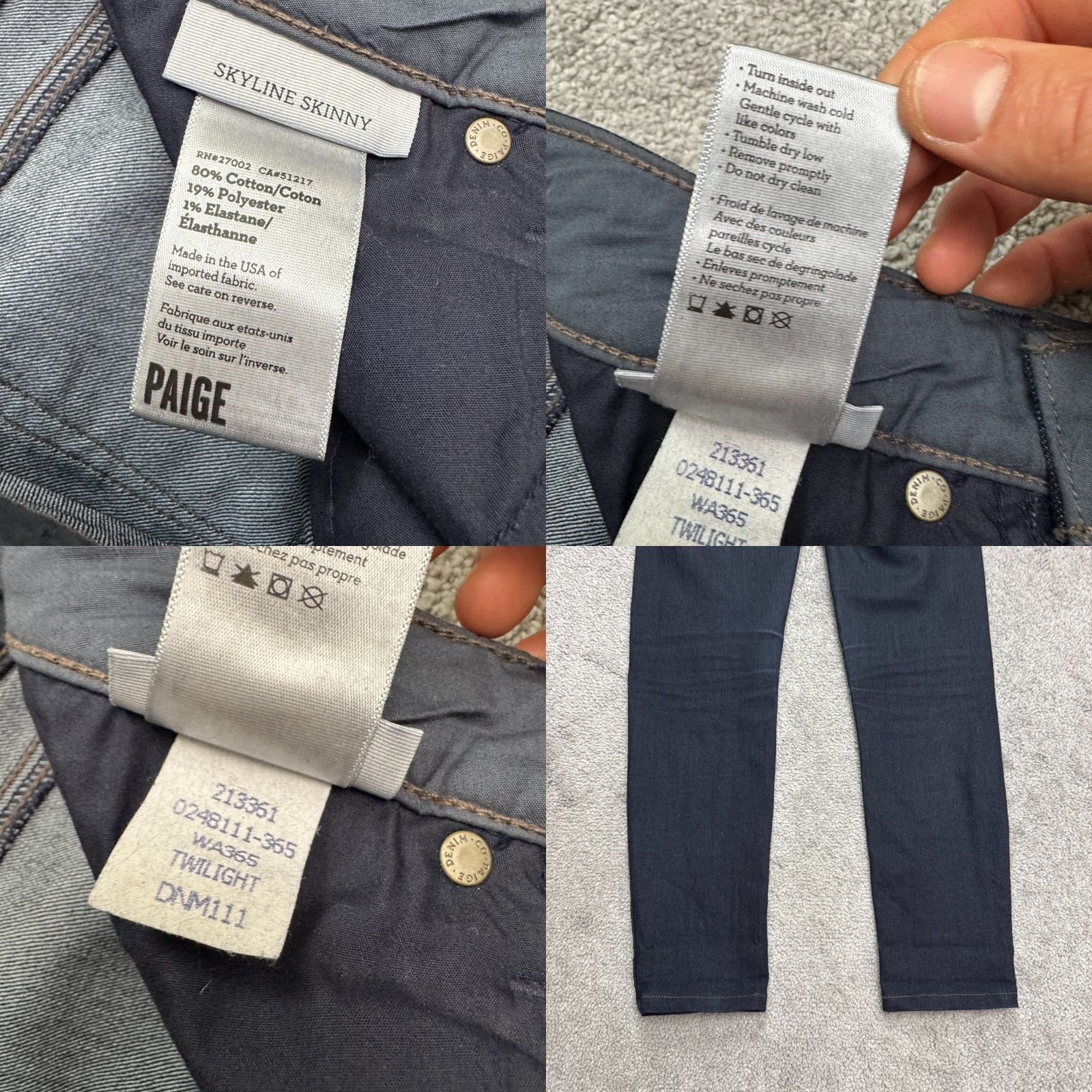 Paige Paige Skyline Jeans Womens 25 Dark Blue Denim Slim Skinny Mid Rise 5-Pocket City Outdoor Streetwear Mens Womens Girls? Size 42" / US 20 - 8 Thumbnail