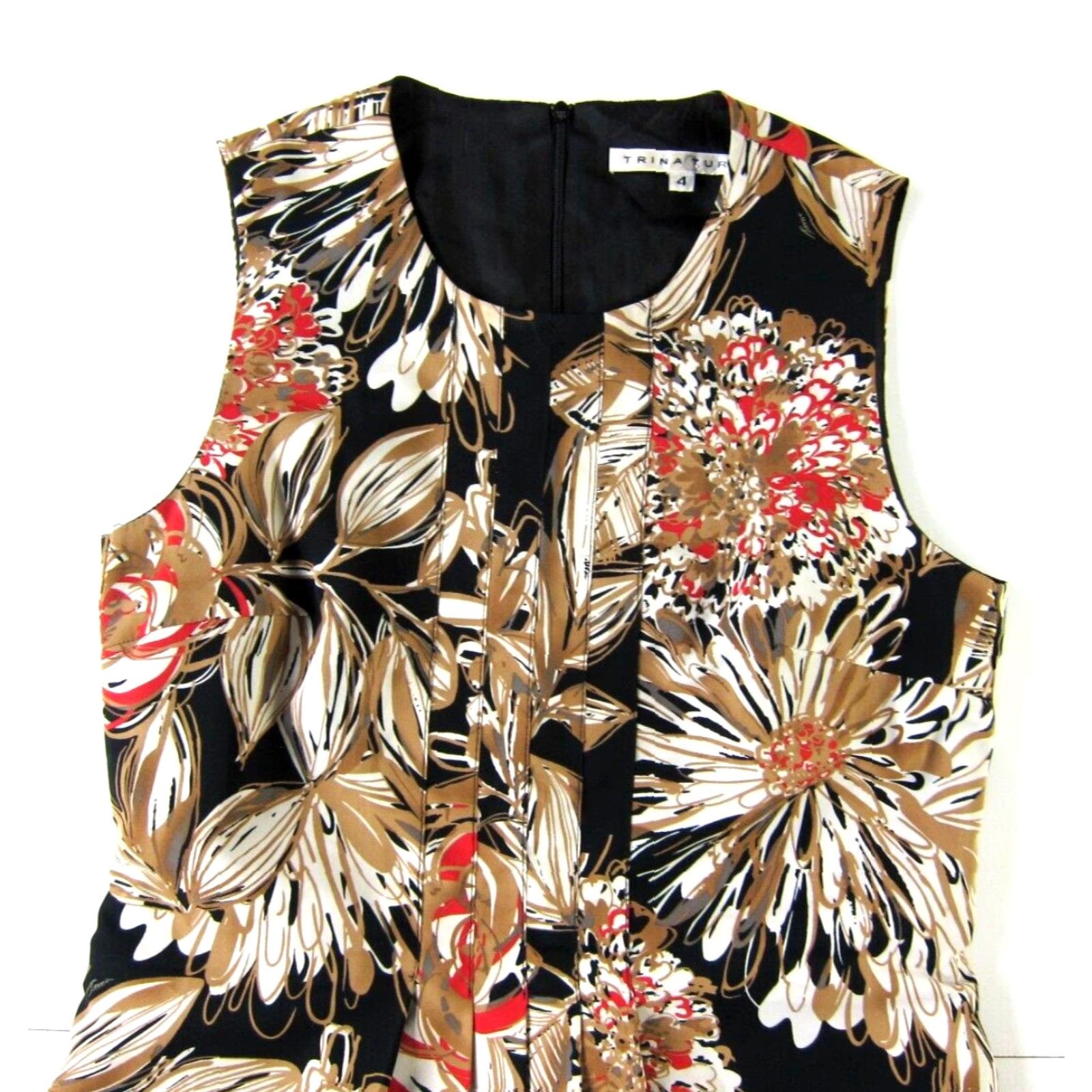 Trina Turk Trina Turk Black Floral Sleeveless Sheath Shift Tank Dress 4 Womens Size S / US 4 / IT 40 - 4 Thumbnail