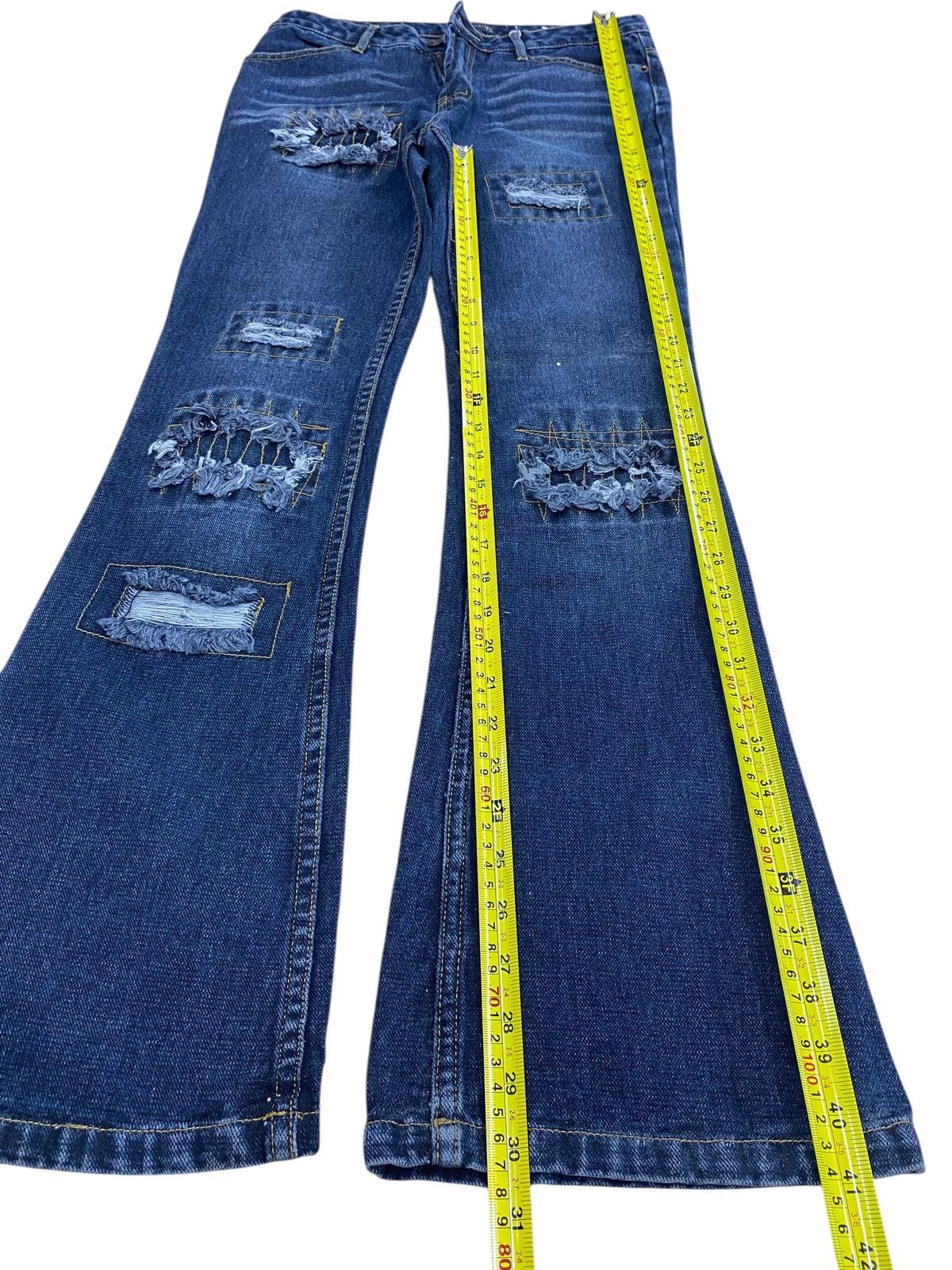 Other Japanese Brand Dark Wash Ripped Style Flare Jeans Size US 30 / EU 46 - 6 Thumbnail