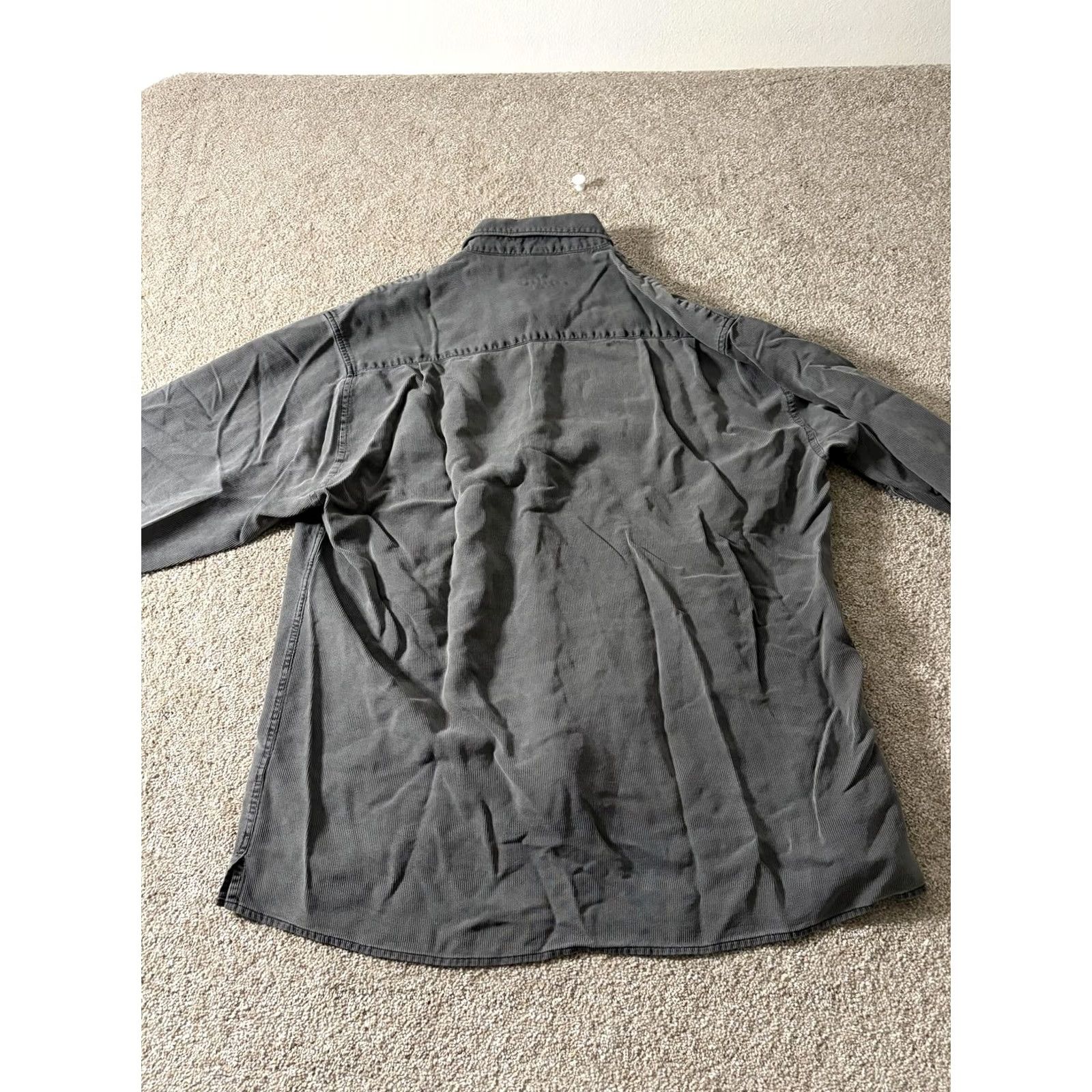 BUGATCHI Bugatchi Uomo Shirt Mens Medium Gray Corduroy Stripe Button Up Long Sleeve Size US M / EU 48-50 / 2 - 8 Thumbnail