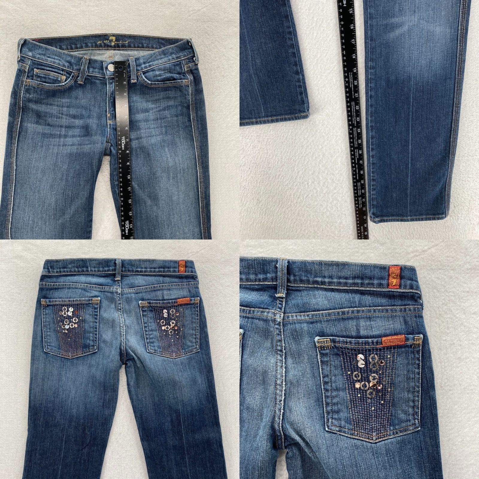 7 For All Mankind 7 For All Mankind Women's 28 Dark Wash Blue Stretch Denim Skinny Jeans Low Rise Size 28" / US 6 / IT 42 - 8 Thumbnail