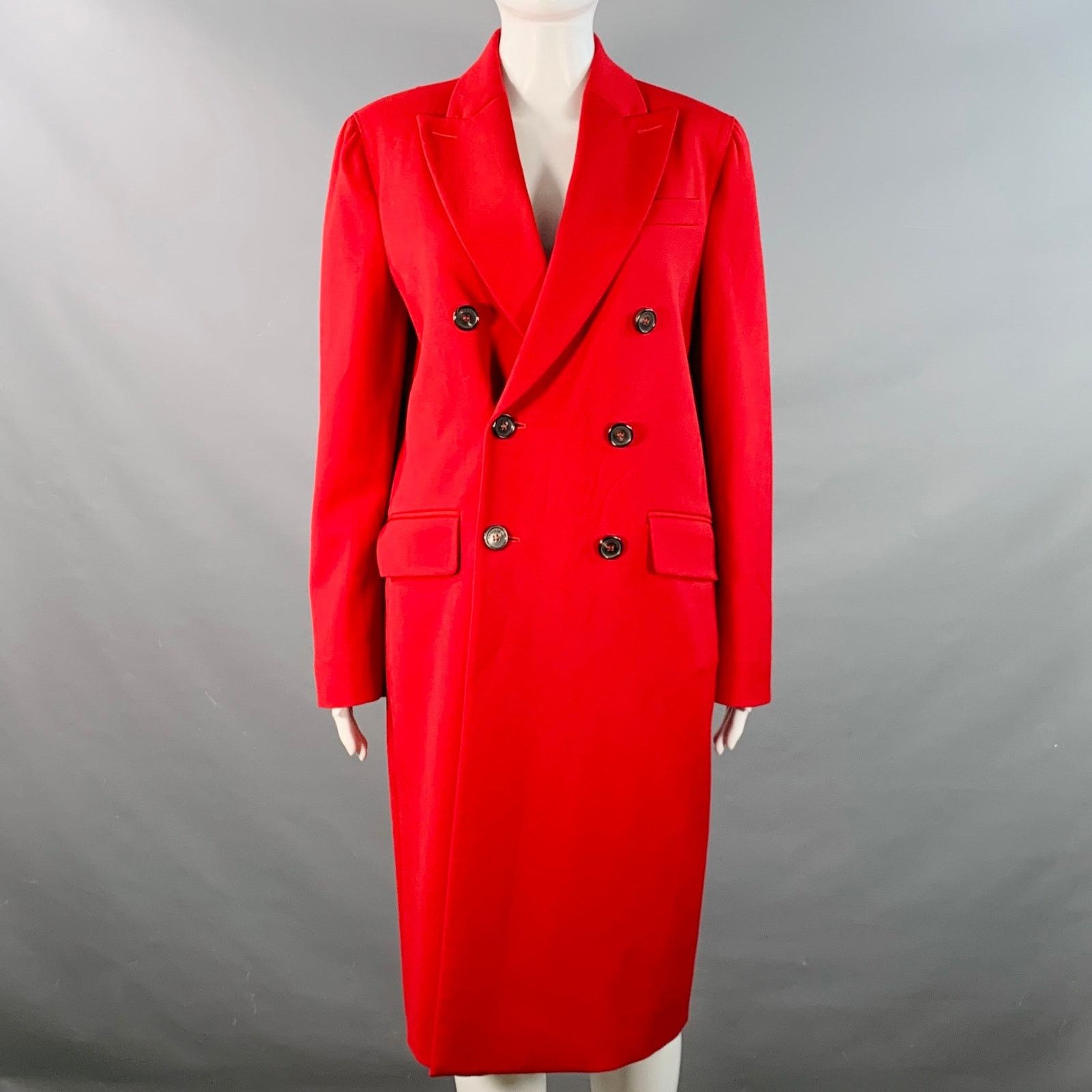 Dsquared2 Size M Red Wool Blend Double Breasted Peak Lapel Coat Size M / US 6-8 / IT 42-44 - 1 Thumbnail