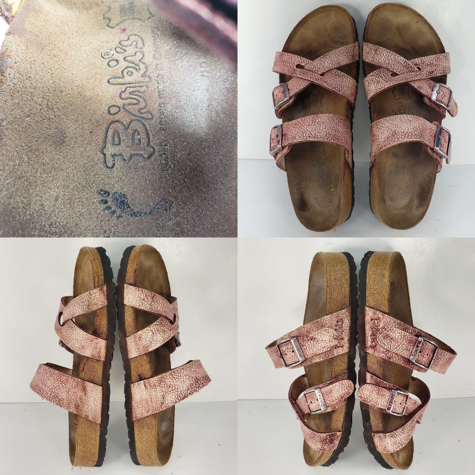 Birkenstock Birki's Birkenstock Tahiti Two Strap Slip On Slides Sandals Pink 6 Women Leather Upper Rubber Outsole Bohemian Vintage: No Size US 6 / IT 36 - 8 Thumbnail