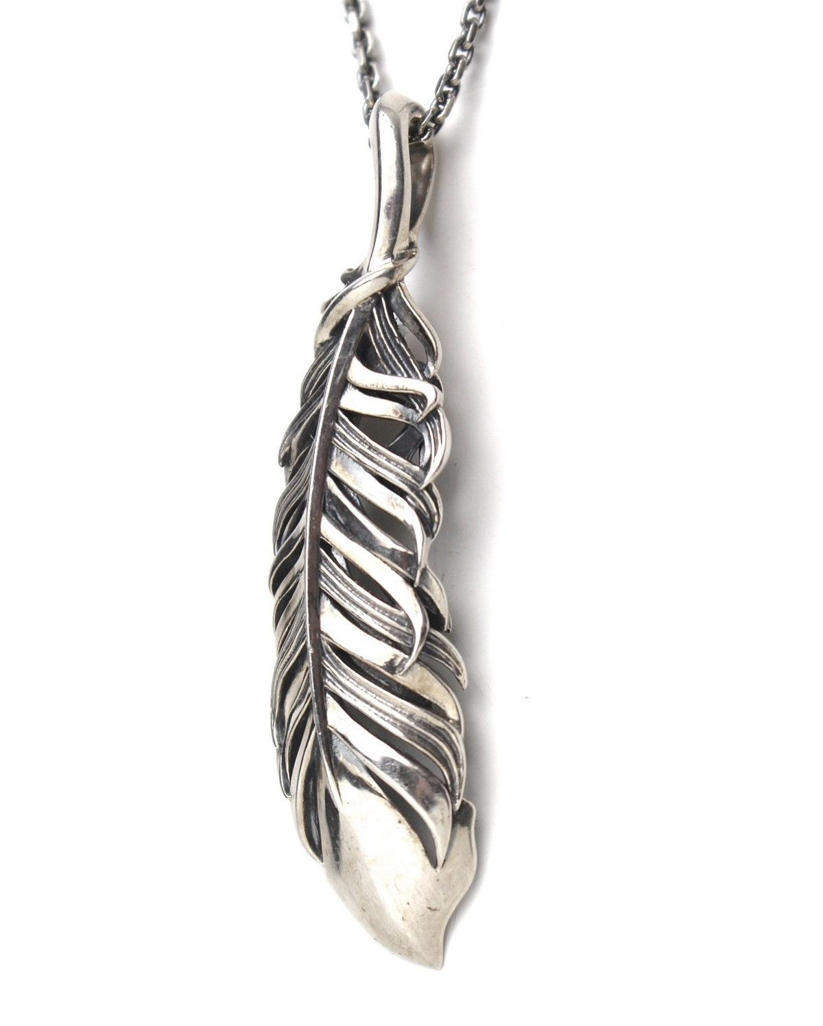 Vintage M’S COLLECTION SILVER FEATHER PENDANT L NECKLACE Size ONE SIZE - 3 Thumbnail