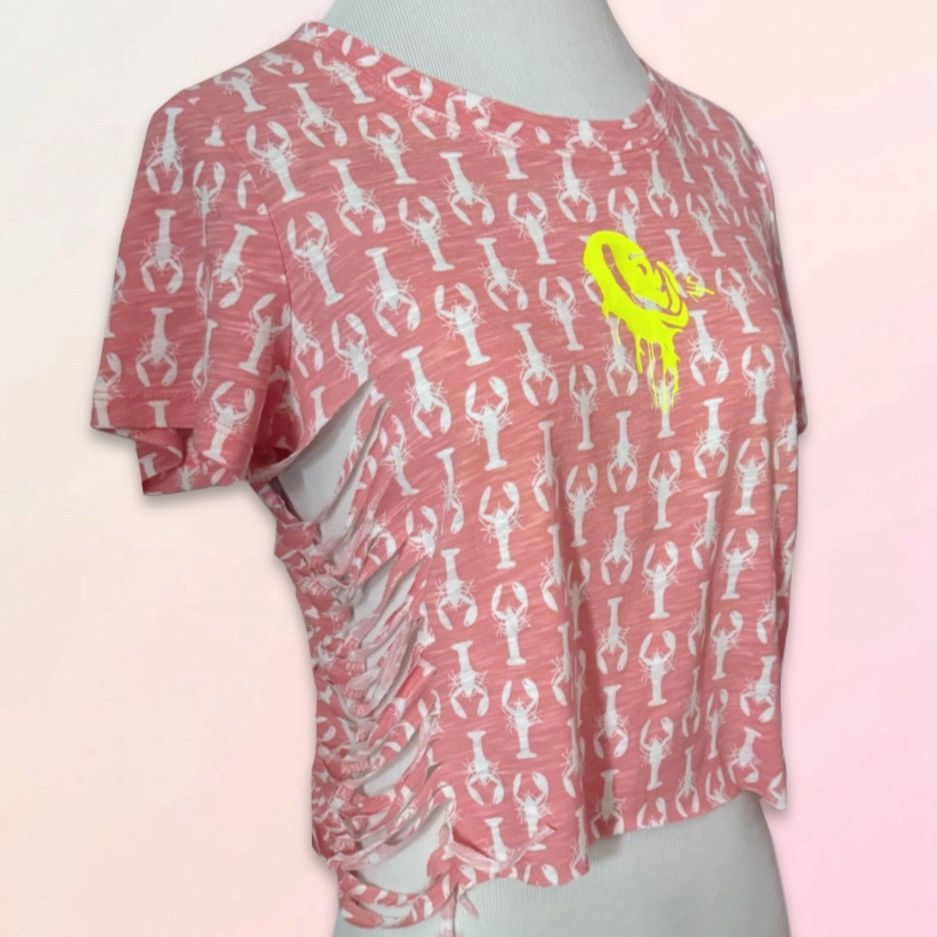 Aeropostale AERO, Reworked, Coral, Lobster Graphic, Cropped Baby Tee Size XS / US 0-2 / IT 36-38 - 16 Thumbnail