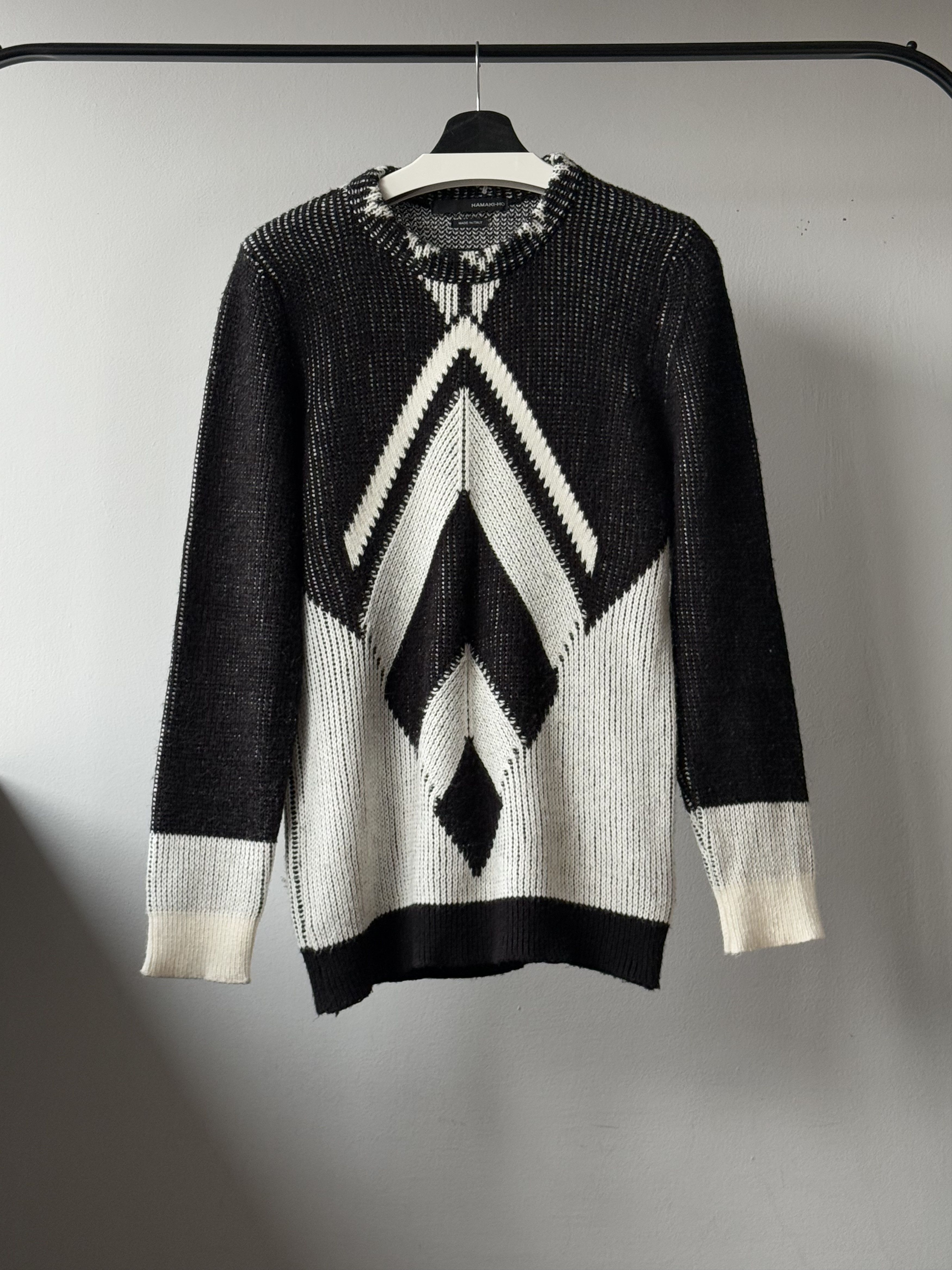 HAMAKI-HO Hamaki-Ho Wool Knitted Patterned L/S Sweater Made In Italy Size US L / EU 52-54 / 3 - 1 Thumbnail