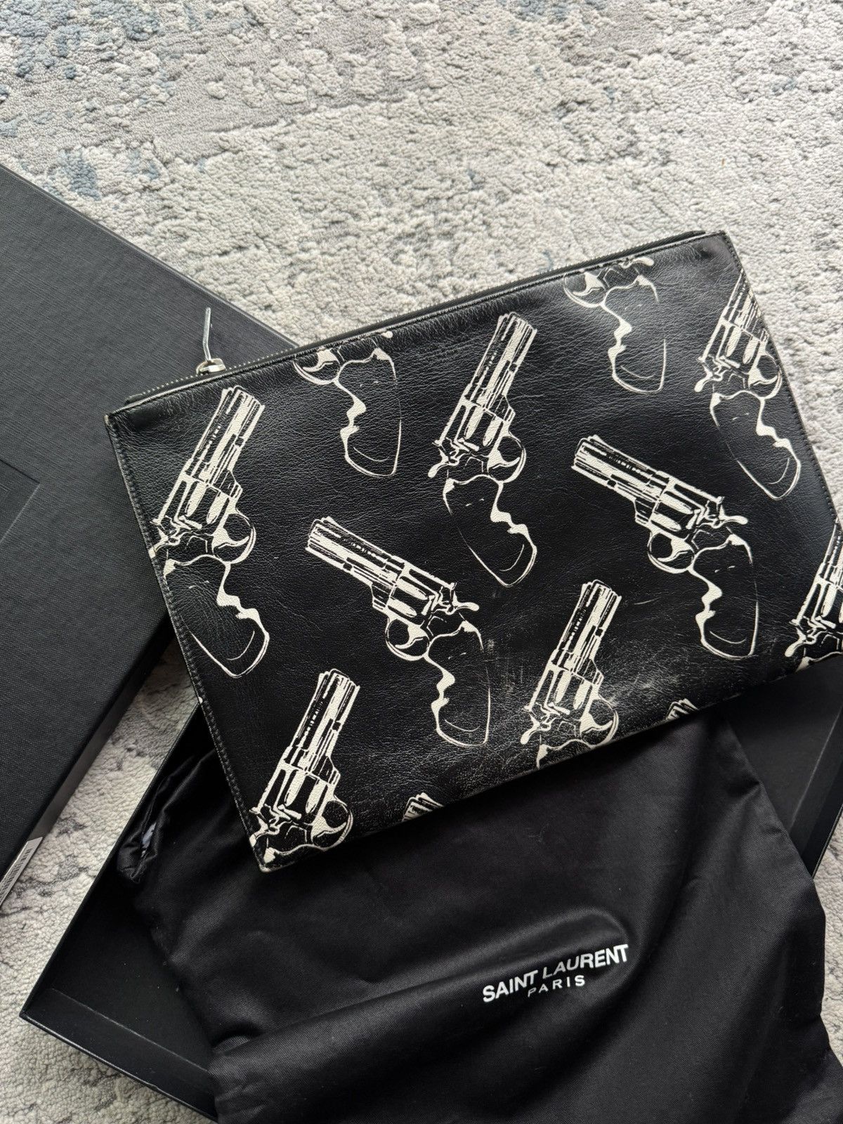 Saint Laurent Paris Saint Laurent Pop Gun Zipped Leather Clutch Bag Size ONE SIZE - 4 Thumbnail