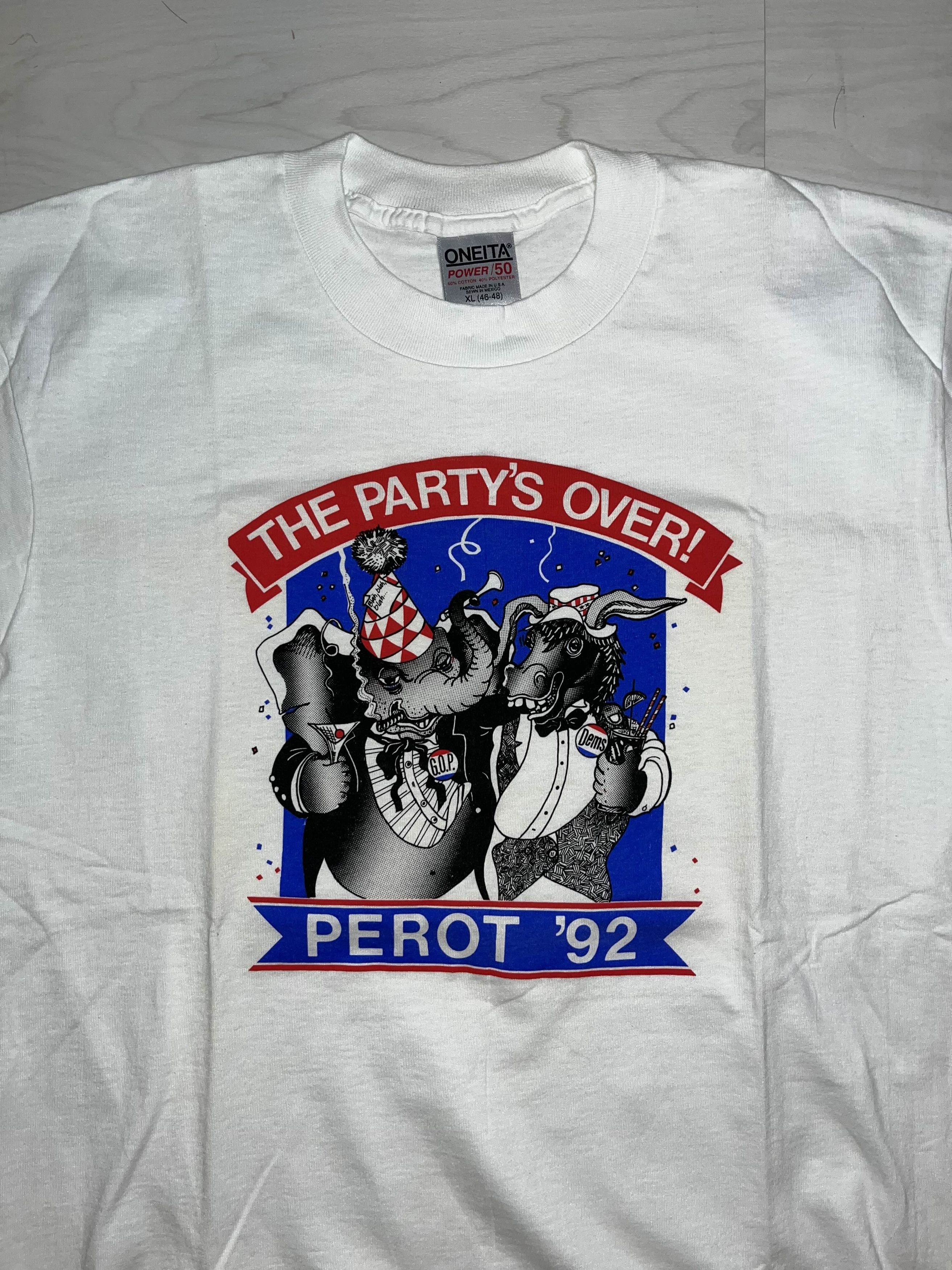 President's × Vintage 90s The Party's Over Perot 1992 Election Shirt Size US XL / EU 56 / 4 - 2 Thumbnail