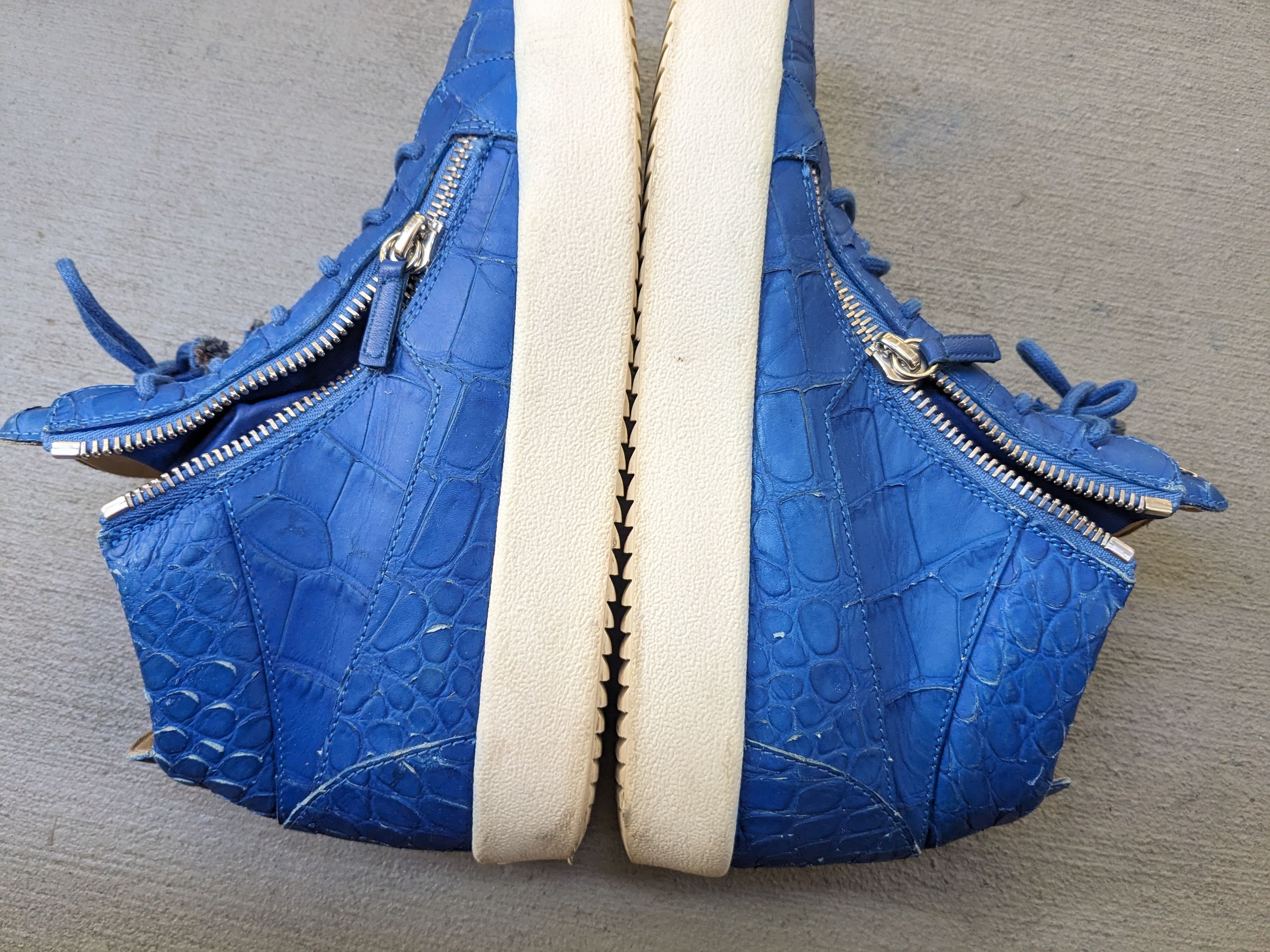 Designer Giuseppe Zanotti High Tops Blue 11 44 Croc Embossed Leather Size US 11 / EU 44 - 11 Thumbnail