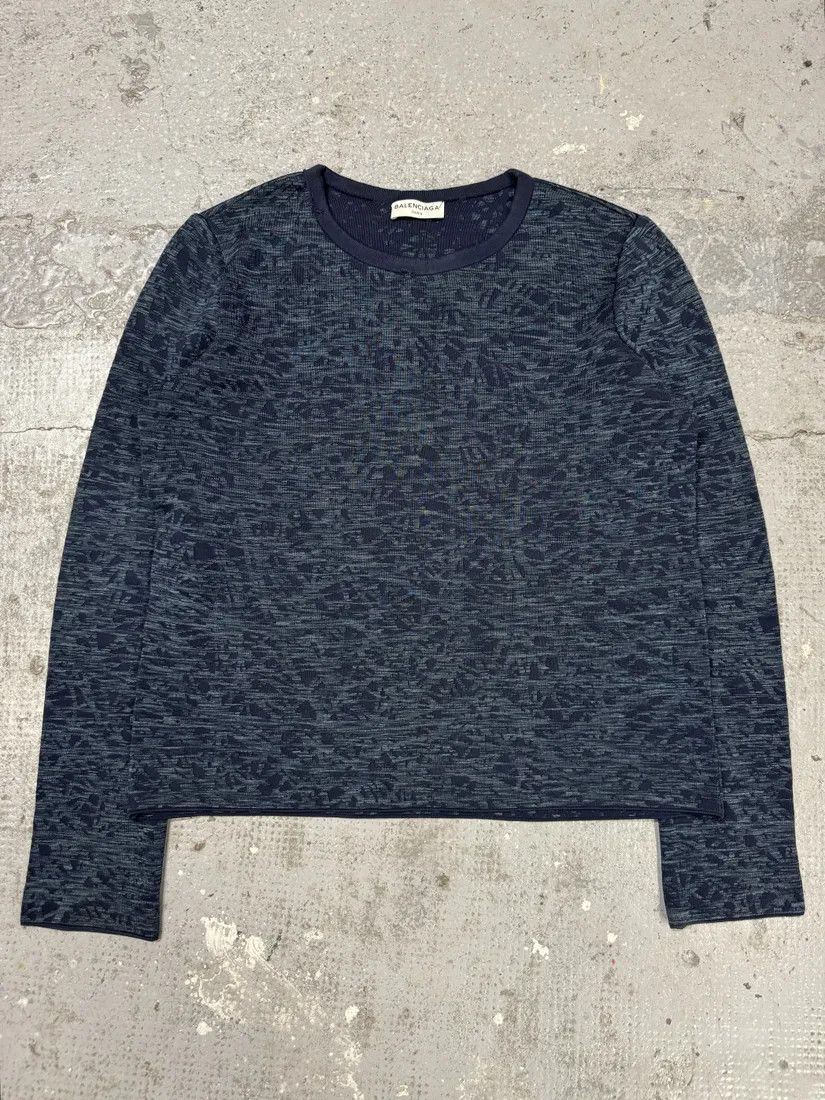 Balenciaga × Vintage SS2013 Balenciaga Navy Textured Sweater by Nicolas Ghesquiere Size US S / EU 44-46 / 1 - 1 Thumbnail