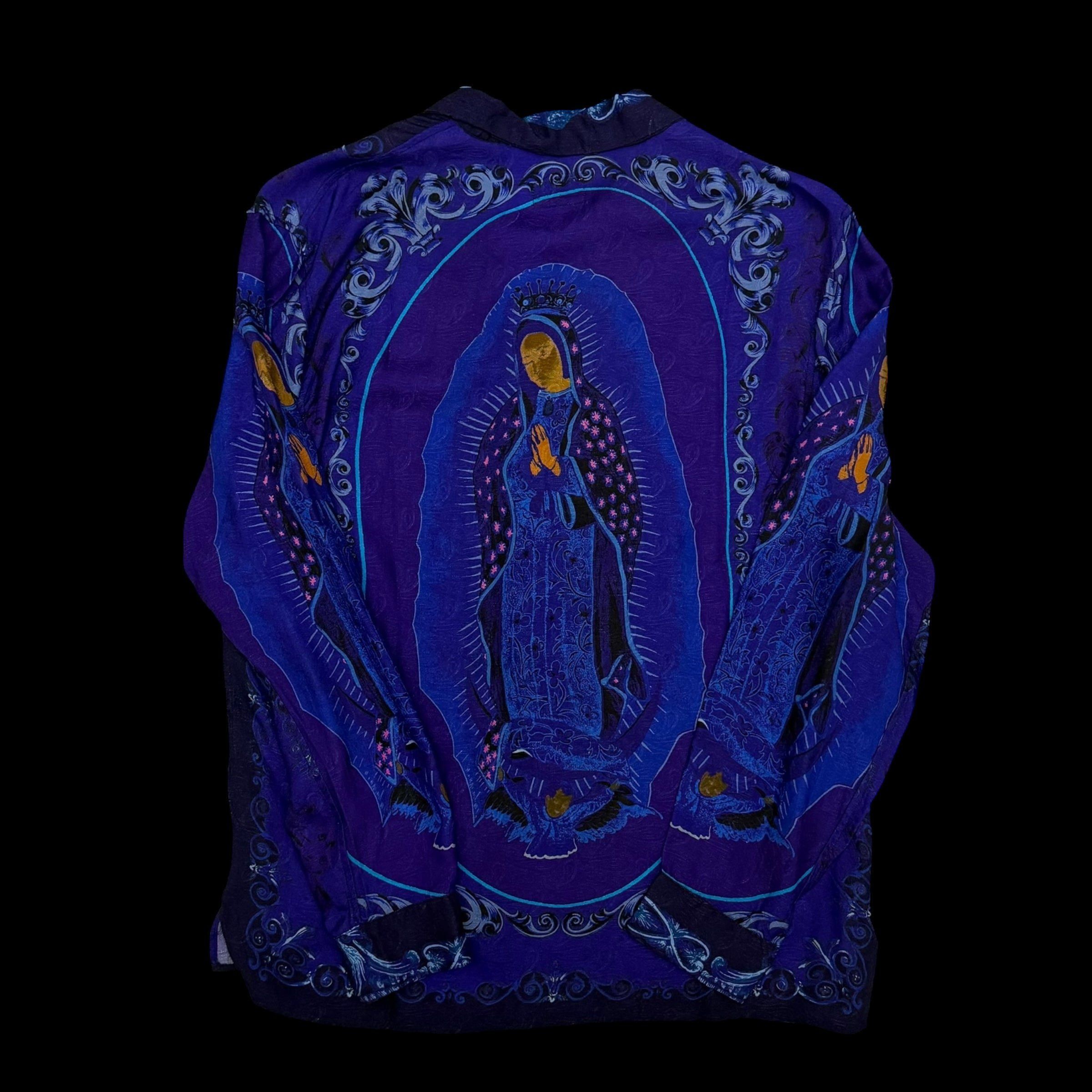 Kapital Virgin Mary Rayon Open Collar LS Shirt Purple / Blue