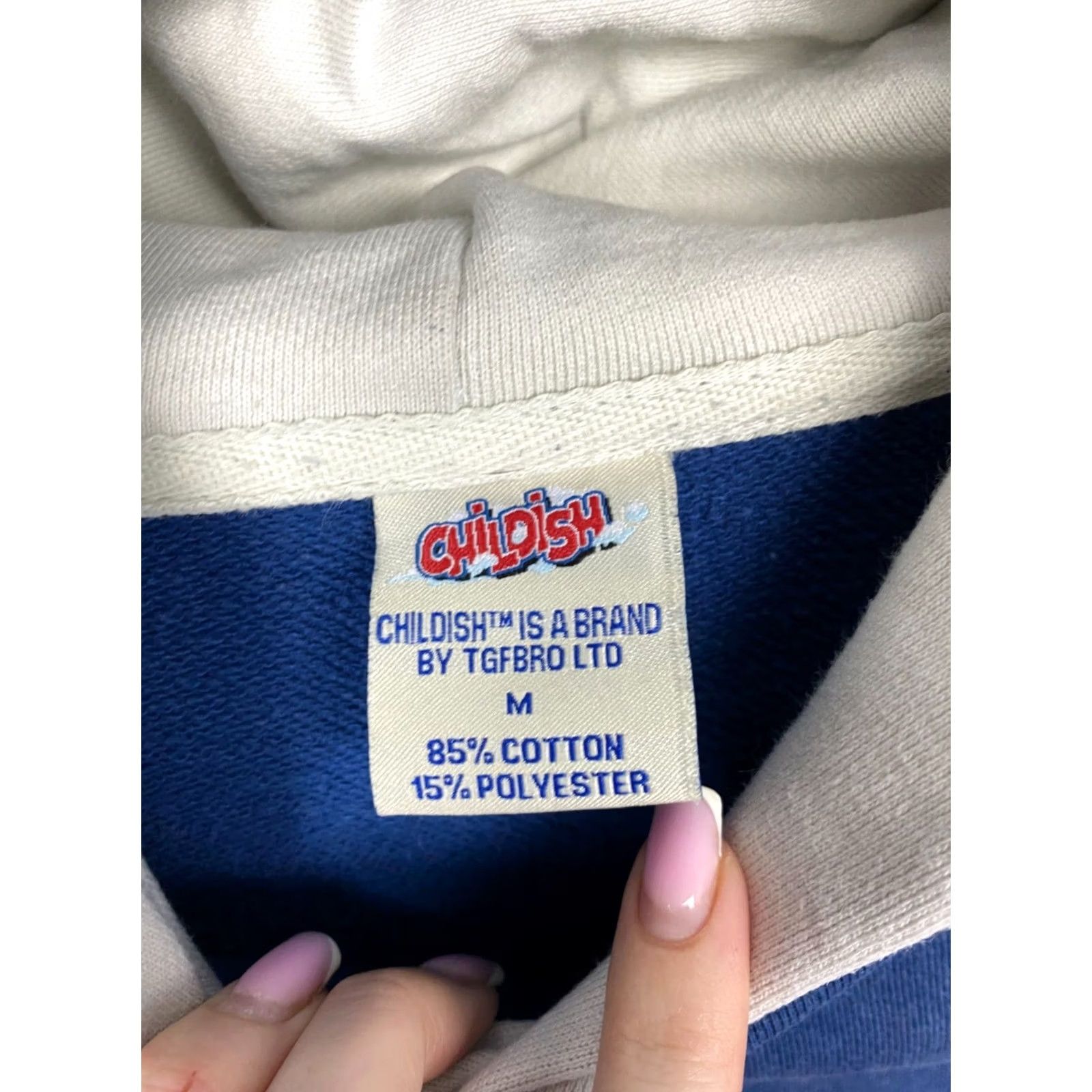 Vintage Childish Hoodie Main Selling Point Shirt Adult M Blue Graphic Print Oversized 90s Theme Park Style Mens Size US M / EU 48-50 / 2 - 7 Thumbnail