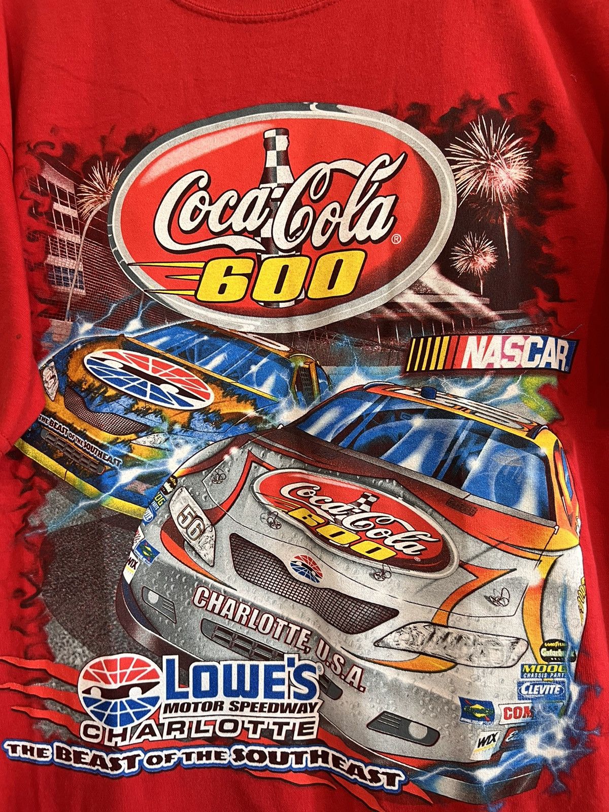 NASCAR 00s Vintage Coca Cola Beware Beast Nascar Tee Flame Racing Size US L / EU 52-54 / 3 - 3 Thumbnail