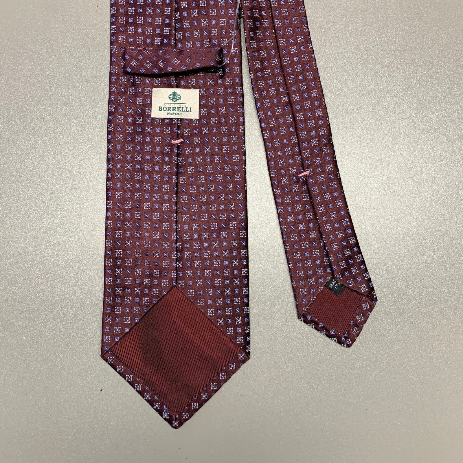 Other BORRELLI Burgundy Blue Squares Silk Tie Size ONE SIZE - 2 Thumbnail